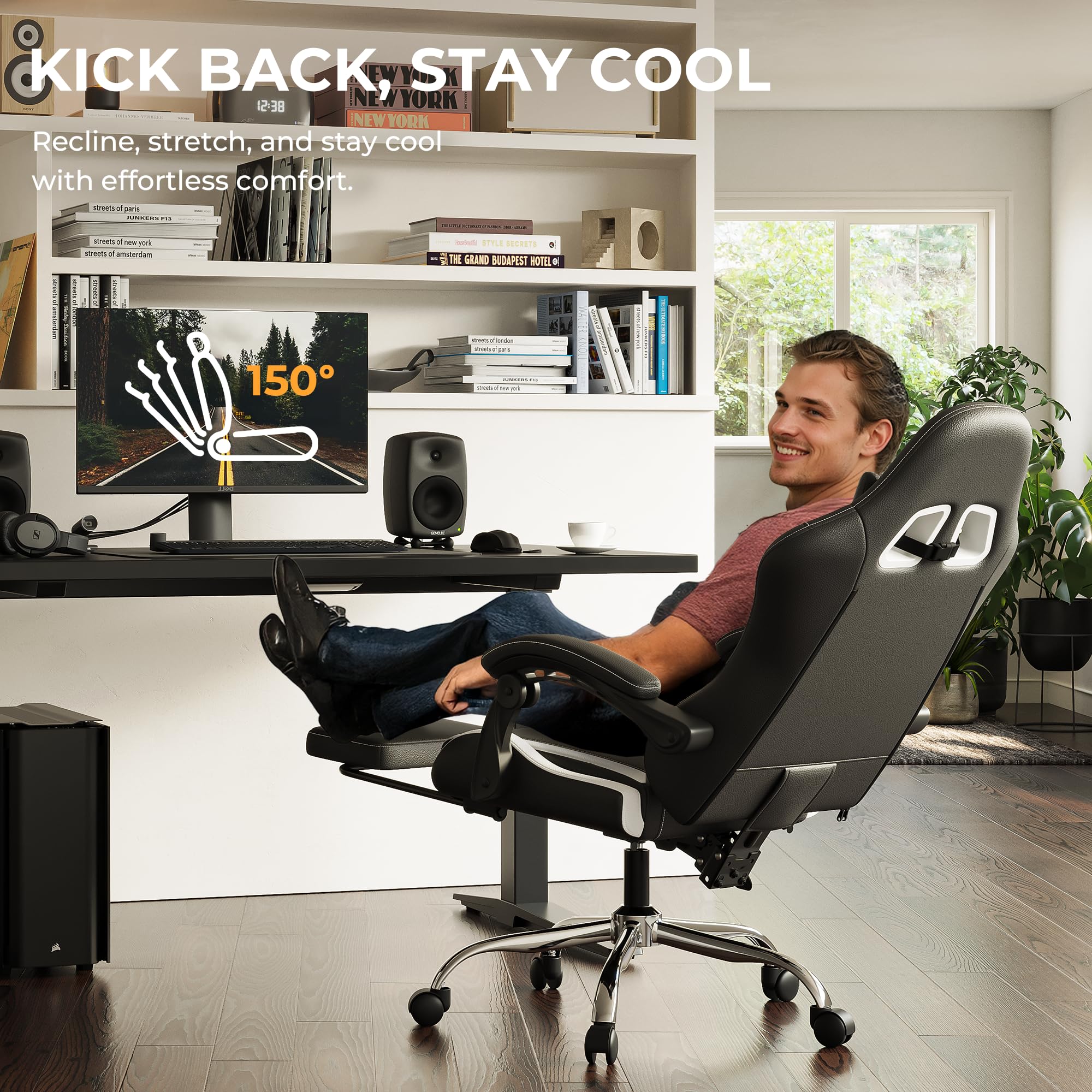 DOWINX Gaming Chair with Footrest, 330lbs Ergonomic Design