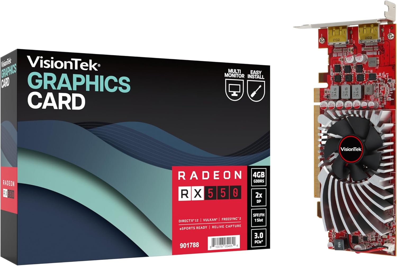 VISIONTEK AMD Radeon RX 550 SFF Single Fan 4GB GDDR5 PCIE 3.0 Graphics Card