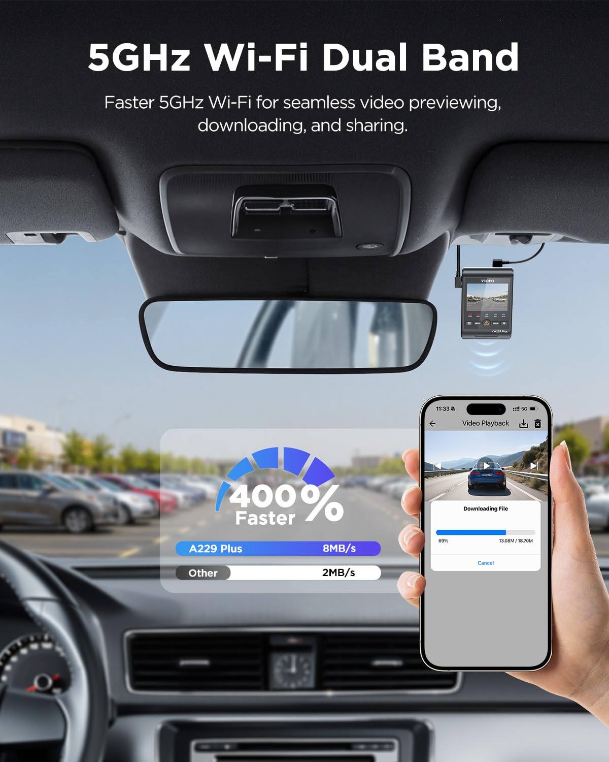 VIOFO A229 Plus Dash Cam Front and Rear, Dual 1440P HDR