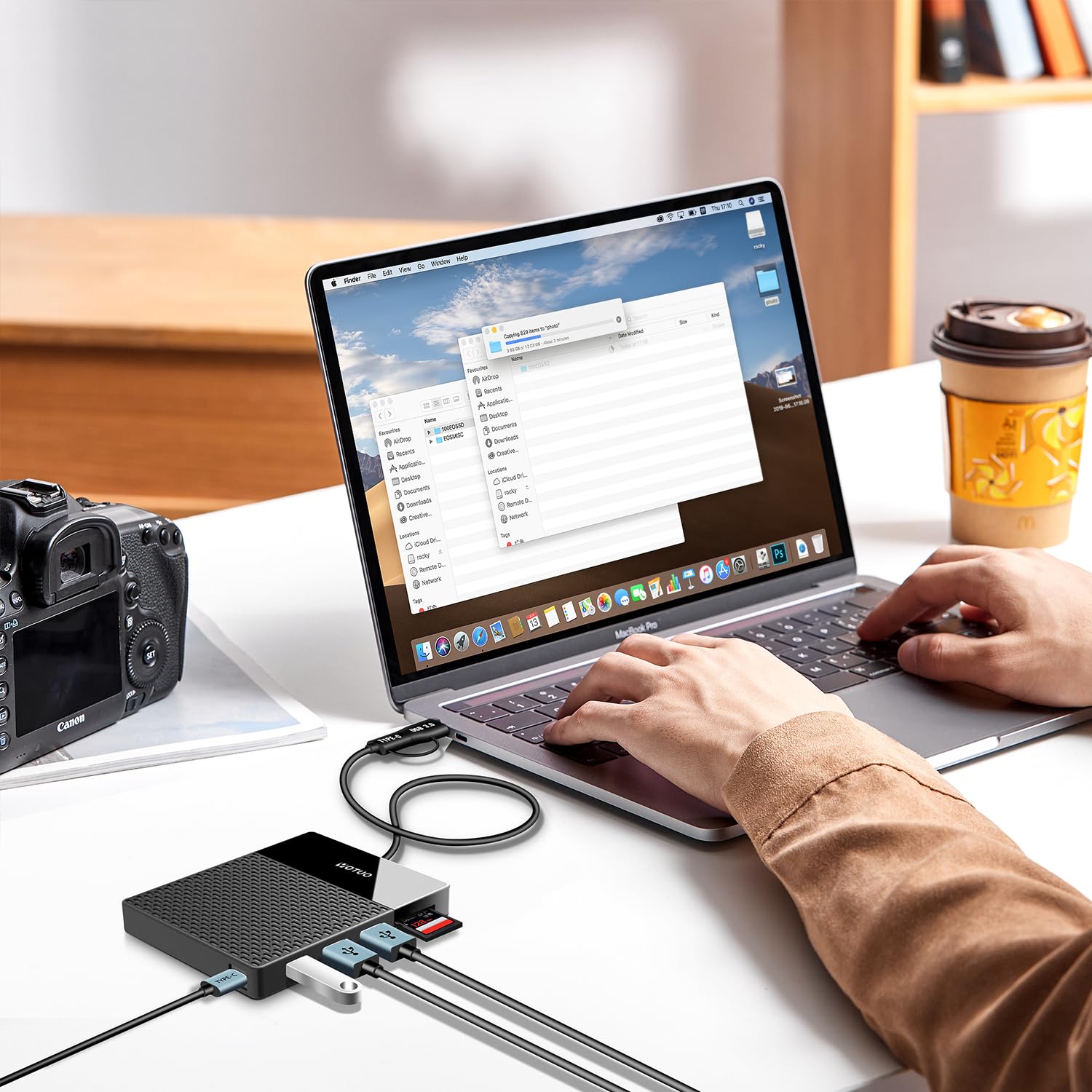 YOTUO 1TB External Hard Drive with USB C Hub 7-in-1