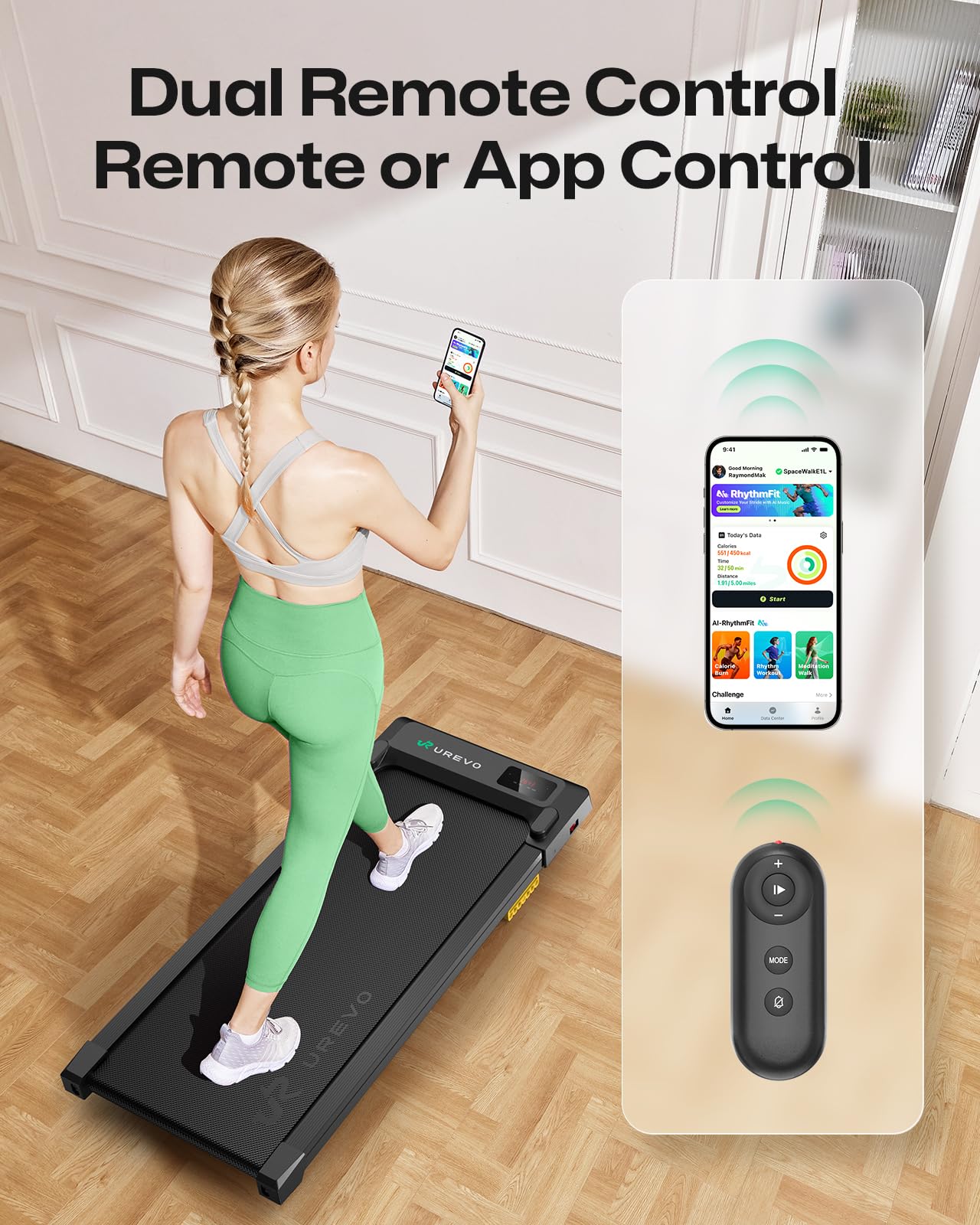 UREVO Smart Walking Pad - Quiet Standing Desk Treadmill