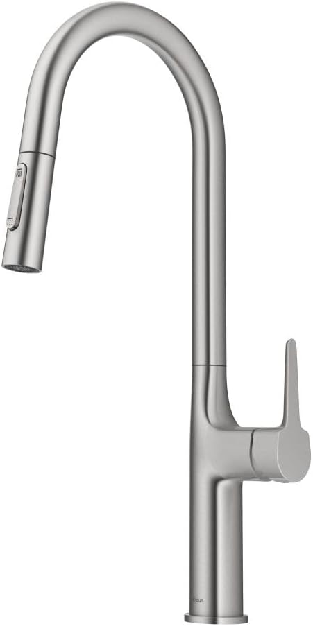 KRAUS Oletto Tall Modern Pull-Down Single Handle Kitchen Faucet in Spot Free Stainless Steel, KPF-3101SFS