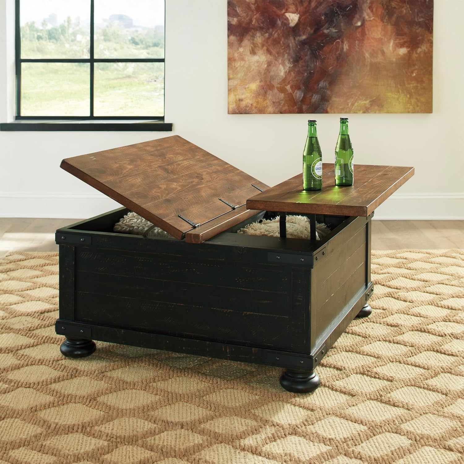 Signature Design by Ashley Valebeck Lift Top Coffee Table, Storage, Split-top Design, Wood, 36