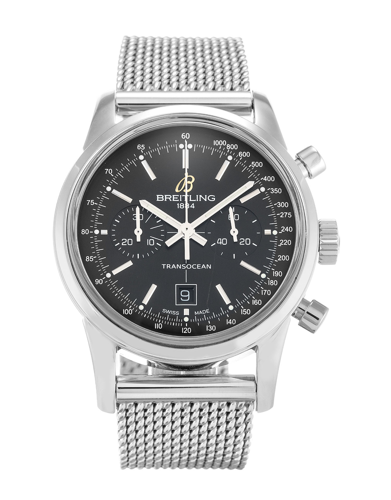 Transocean Chronograph Black Dial Stick Markers A41310