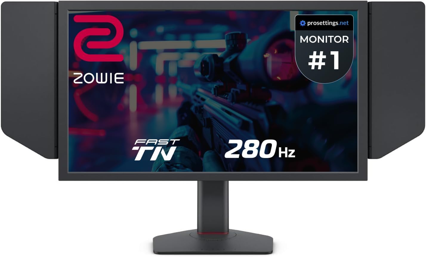 BenQ Zowie XL2540X+ 24.1 New Fast TN 280Hz Gaming Monitor, 1080p, Auto Game Mode by XL Setting to Share, Height Adjustment Powered by Industrial-Grade Bearing Design, S Switch, Shielding Hood