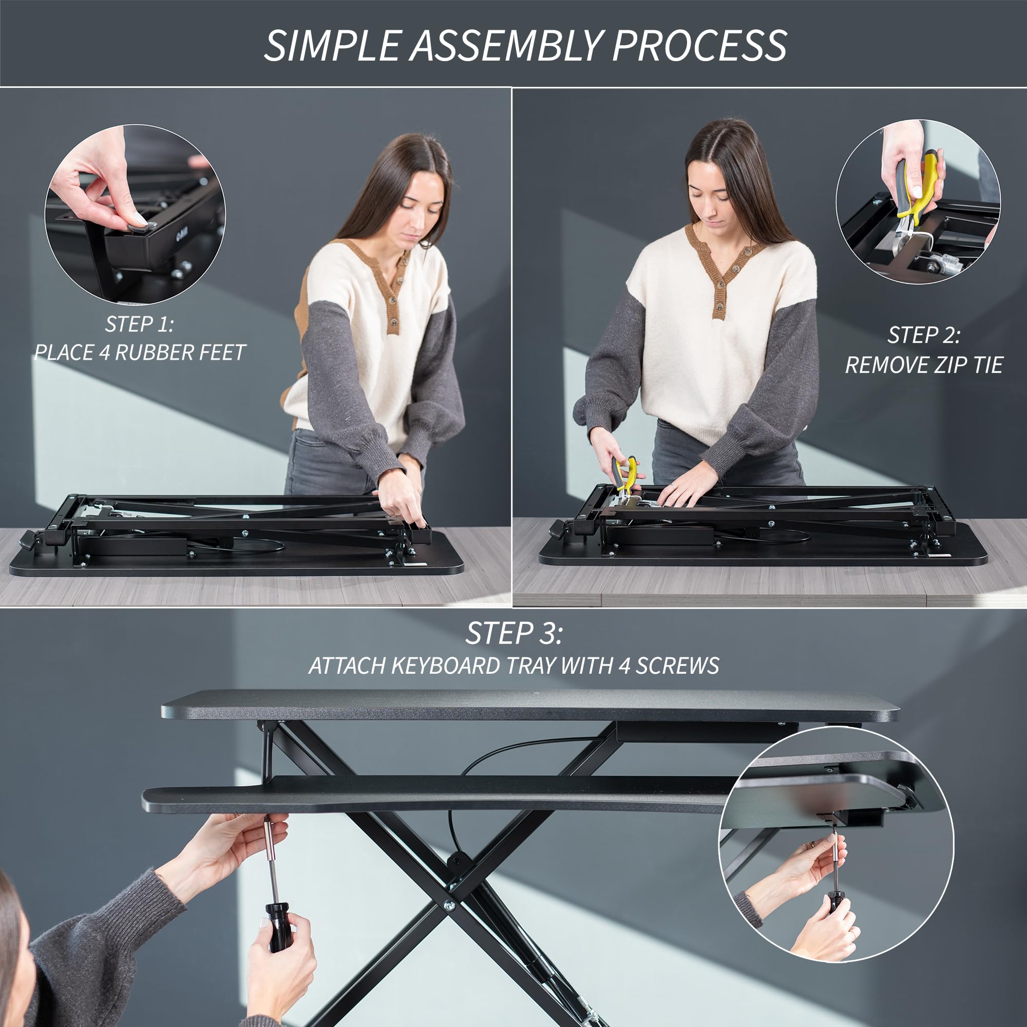VIVO 32-inch Height Adjustable Desk Converter - Black
