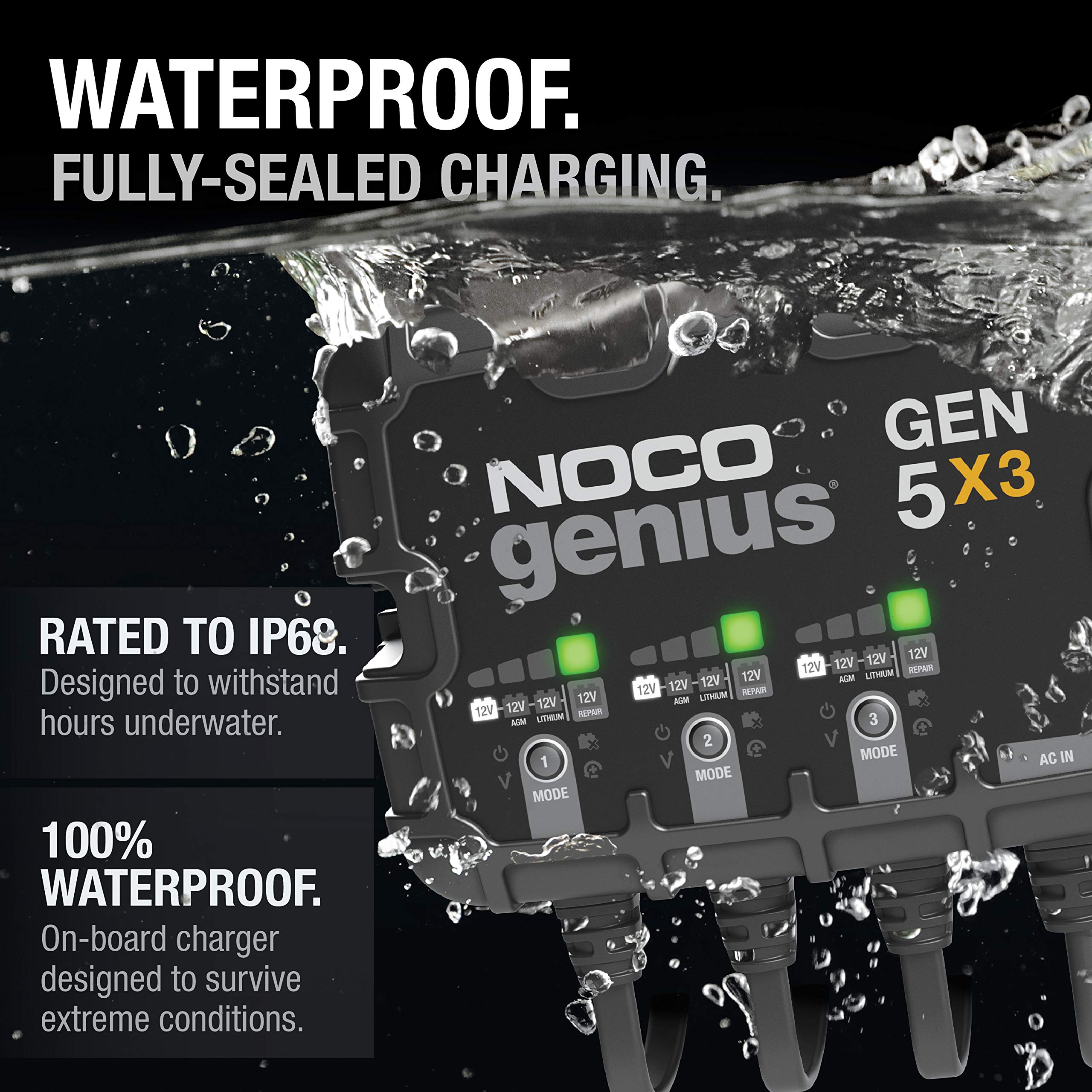 NOCO Genius GEN5X3: 3-Bank 15A Marine Battery Charger
