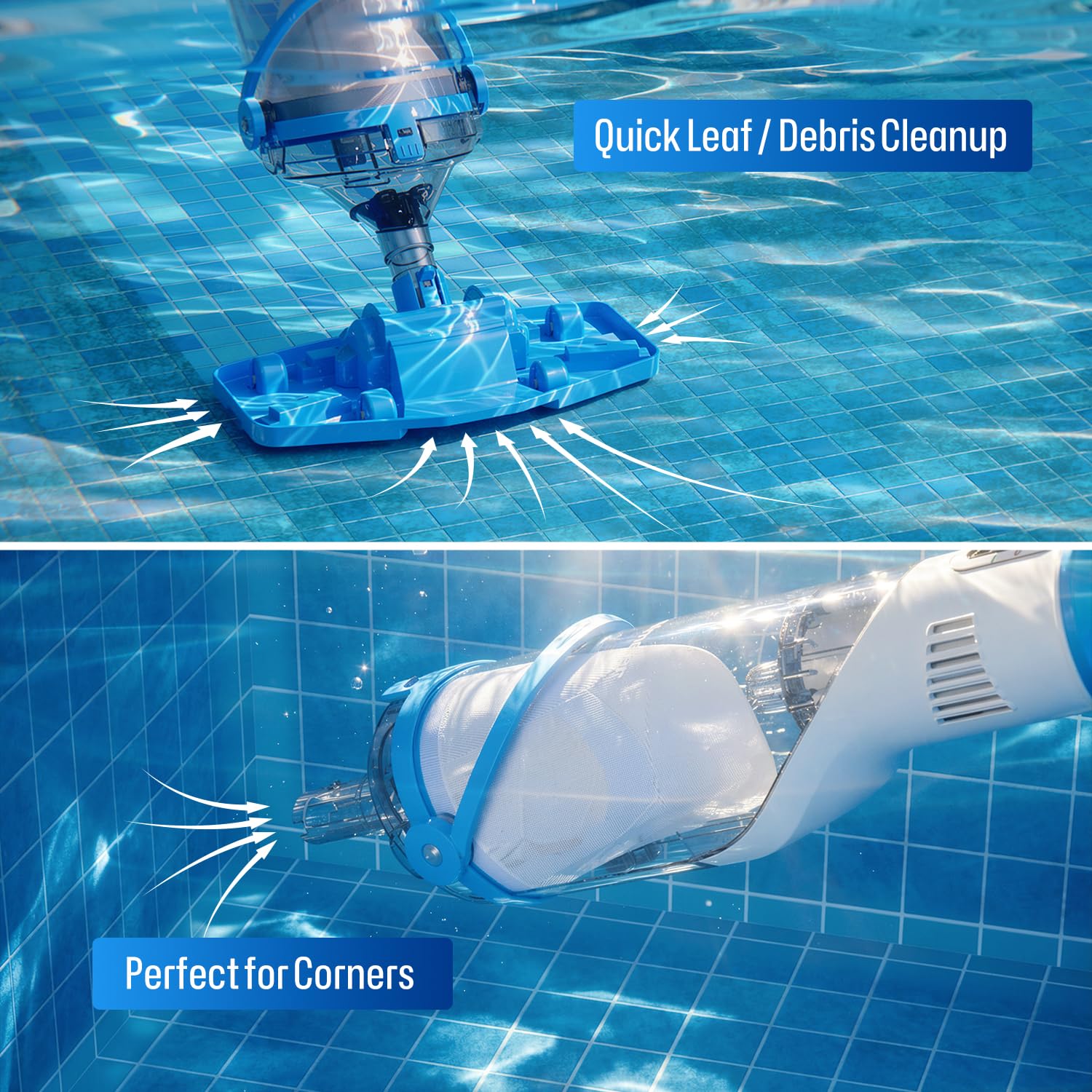 BIELMEIER Handheld Pool Vacuum with Telescopic Pole - 19 GPM
