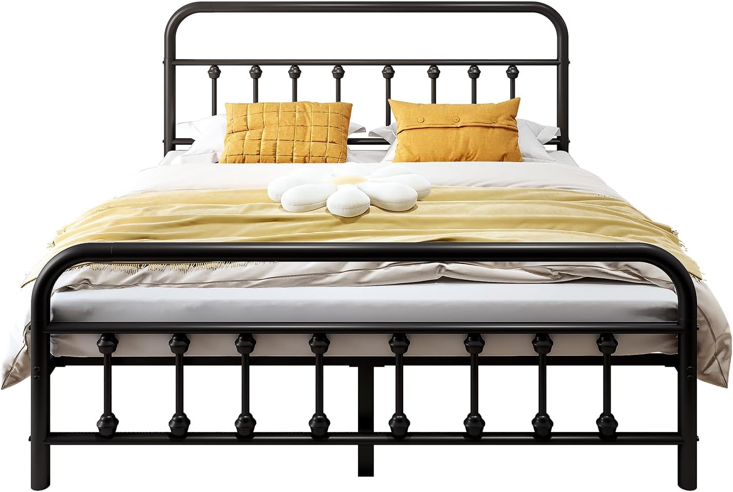 Vengarus 14-Inch King Bed Frame – Classic Metal Platform with Headboard and Footboard,Under Bed Storage, Mattress Foundation, No Box Spring Needed,Black