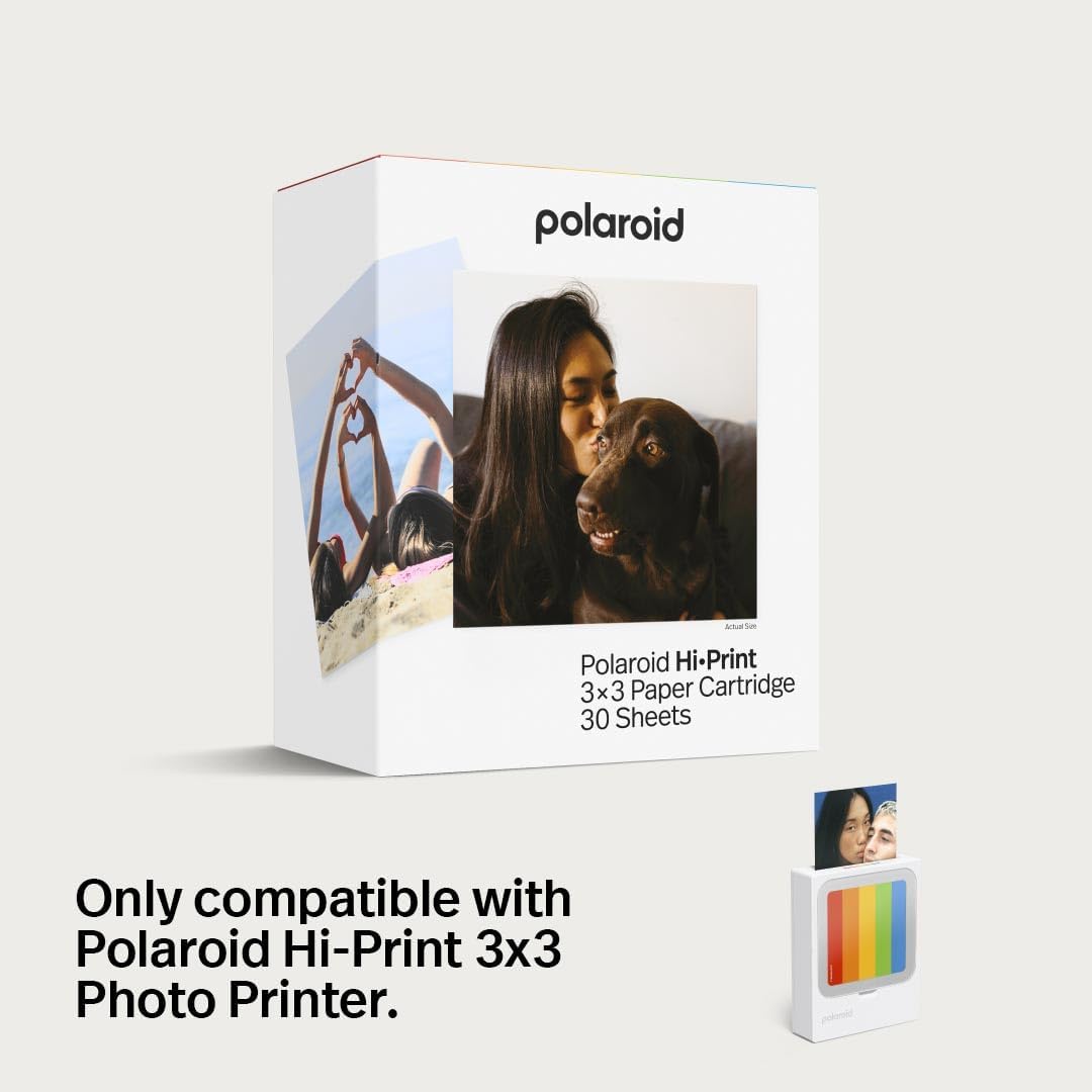 Polaroid Hi-Print - Bluetooth Connected 3x3 Photo Dye-Sub Printer Photo Paper Bundle - 60 Photo Sheets Inlcuded (6647)