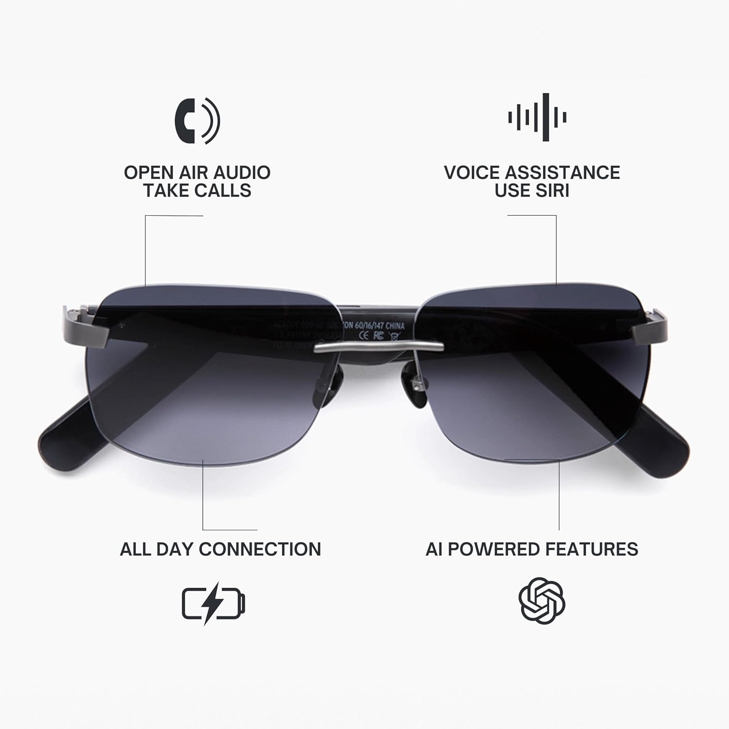Lucyd Eddie Bauer Smart Glasses for Men Bluetooth Smart Glasses with UV400 Polarized Lenses, Open Ear Speakers & Microphone Horizon (Standard)