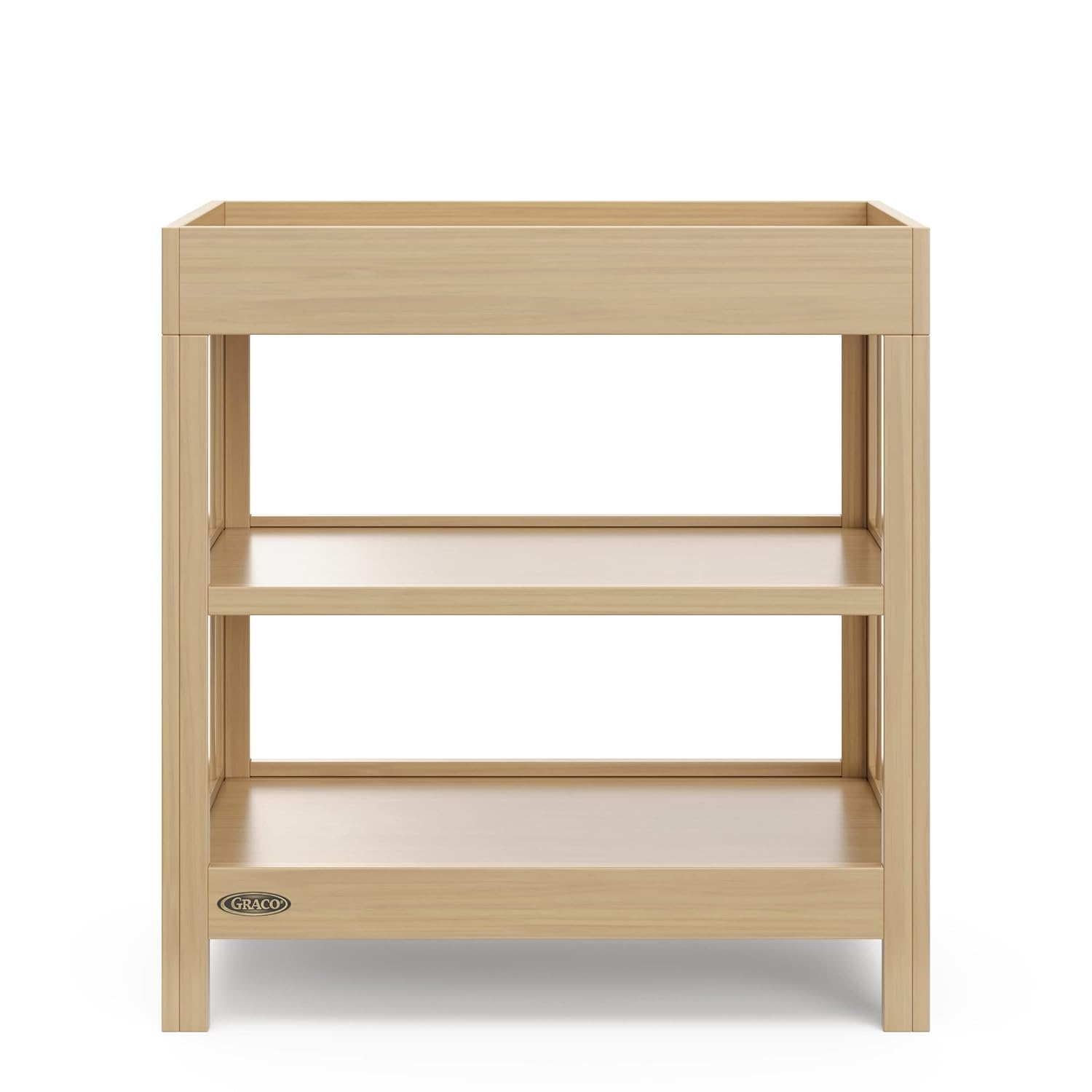 Graco Teddi Changing Table with Water-Resistant Changing Pad (Driftwood) - GREENGUARD Gold Certified, Includes Bonus Water-Resistant Changing Pad with Safety Strap, 2 Shelves, Easy-to-Match