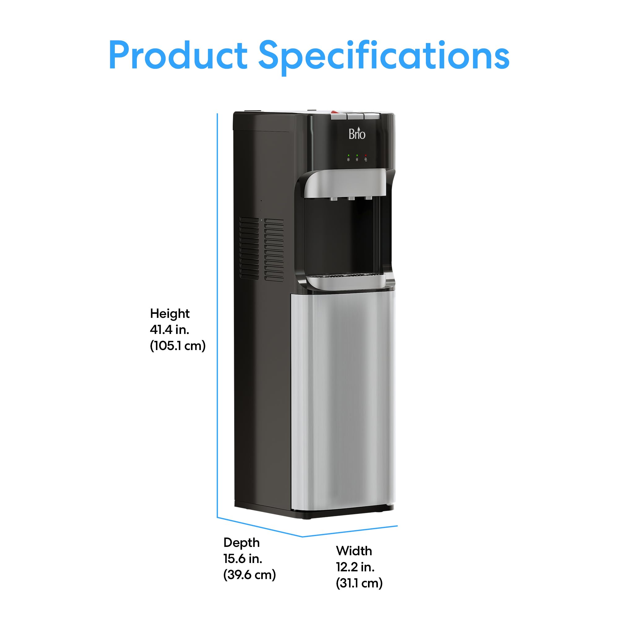 BRIO Bottom Loading Water Cooler Dispenser - 5 Gallon, 3 Temp