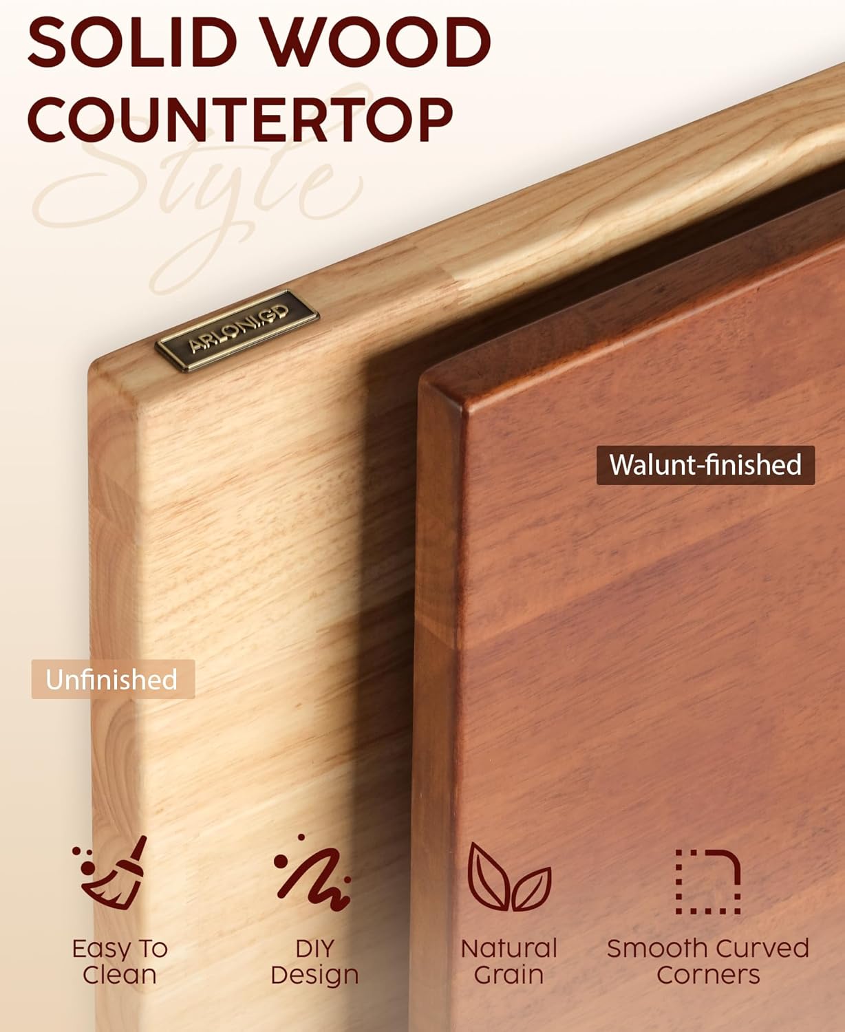 Hevea Butcher Block Countertop, 36