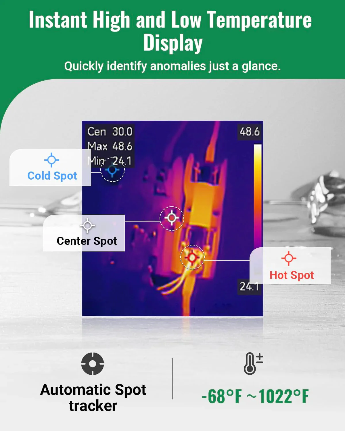 Thermal Camera, Super Resolution 240 x 240, Thermal Imaging Camera with Laser Pointer, 96 x 96 IR Resolution, 25 HZ Infrared Camera,-4°F to 1022°F, 50°FOV, 8h Battery Life Thermal Imager