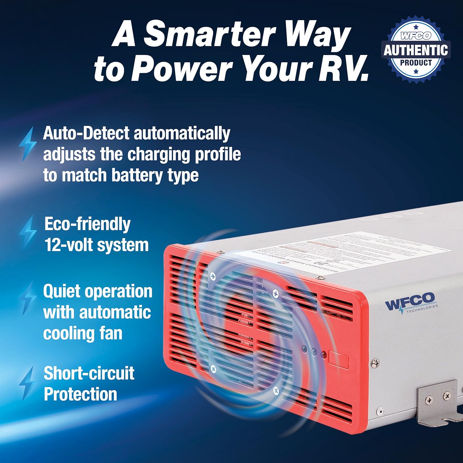 WFCO WF-68100A-AD WF-6800 Series Deck-Mount Converter Charger - 100 Amp , Gray