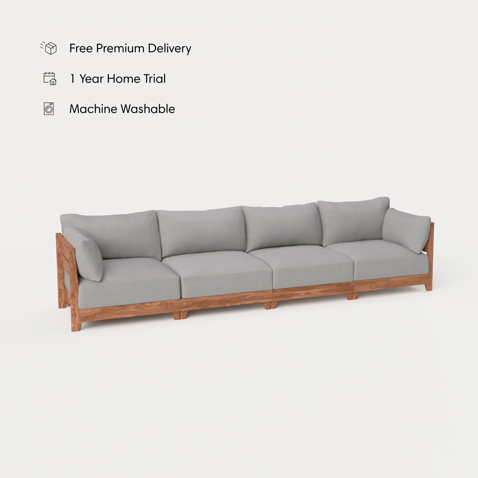 Dwell™ Modular Teak Outdoor 4-Seater Sofa | Classic Canvas in Stone Gray