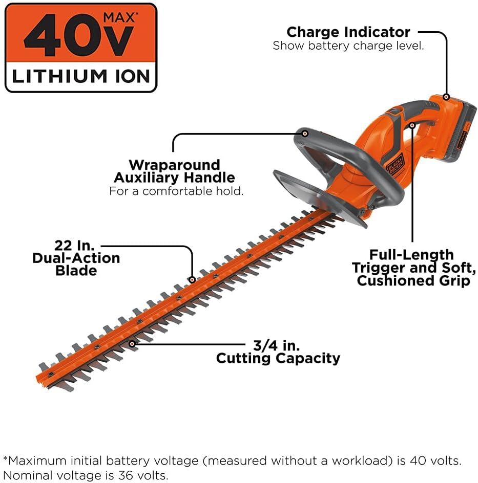 BLACK+DECKER 40V MAX Hedge Trimmer, 22