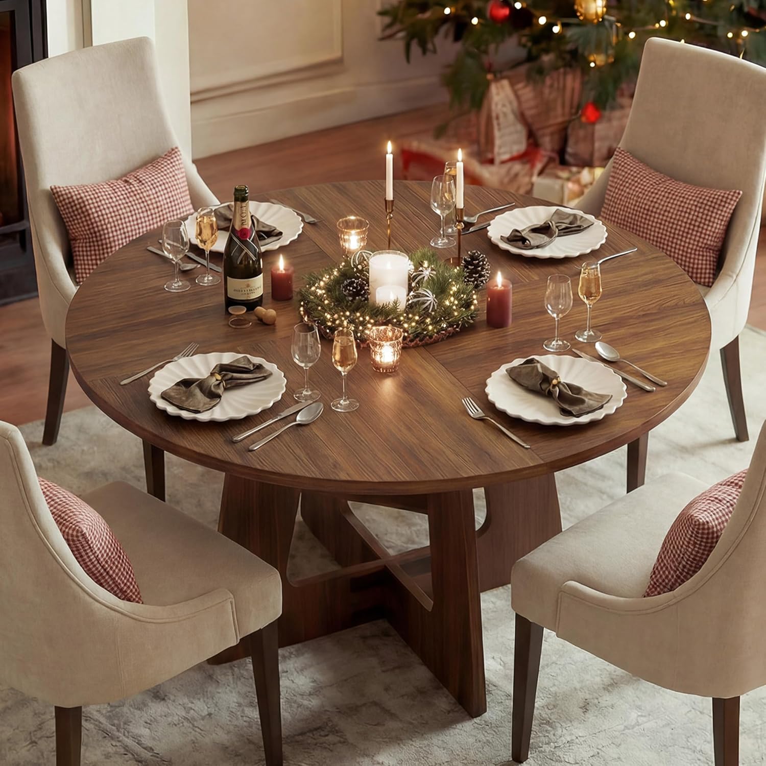 GRUSIGN Round Dining Table for 4-6, 47