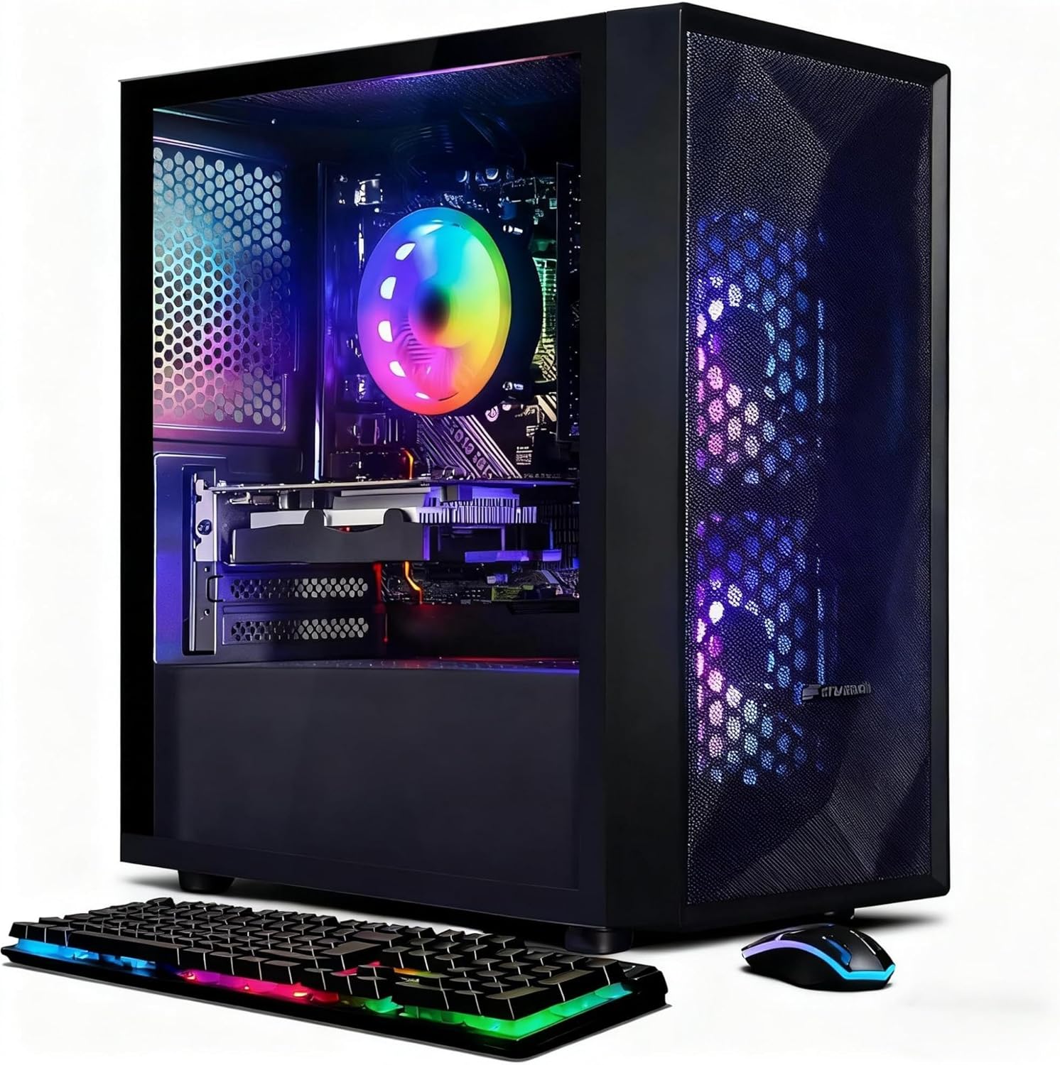 STGAubron Gaming PC Bundle with 24 Inch FHD LED Monitor-GeForce RTX 2060 6G, Intel Core I5 up to 3.7G, 16G RAM, 512G SSD, RGB Fan x2, Windows 11 Home