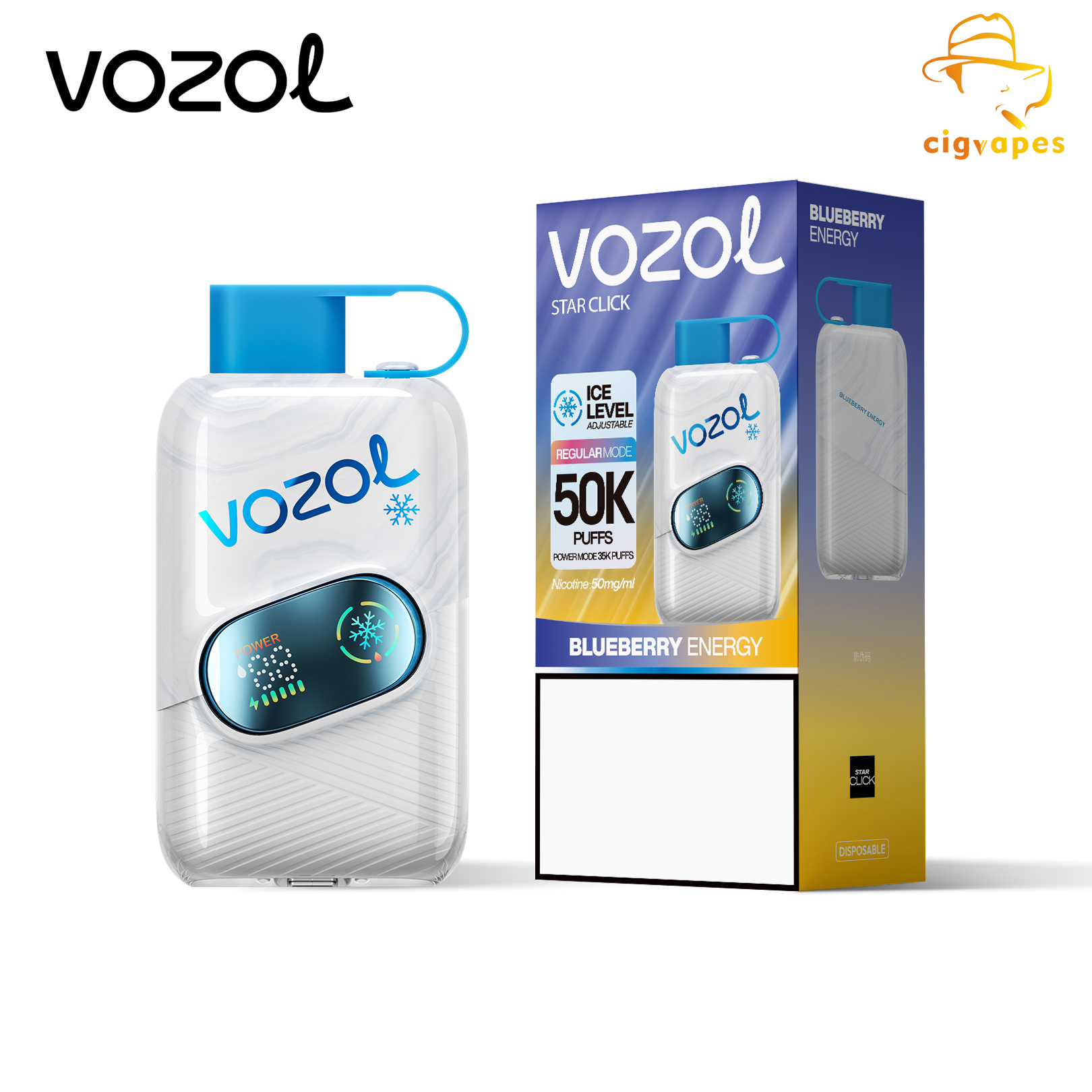 EU Warehouse Vozol Star Clice 50000 Puffs 50K Disposable Vape With Dual Mode