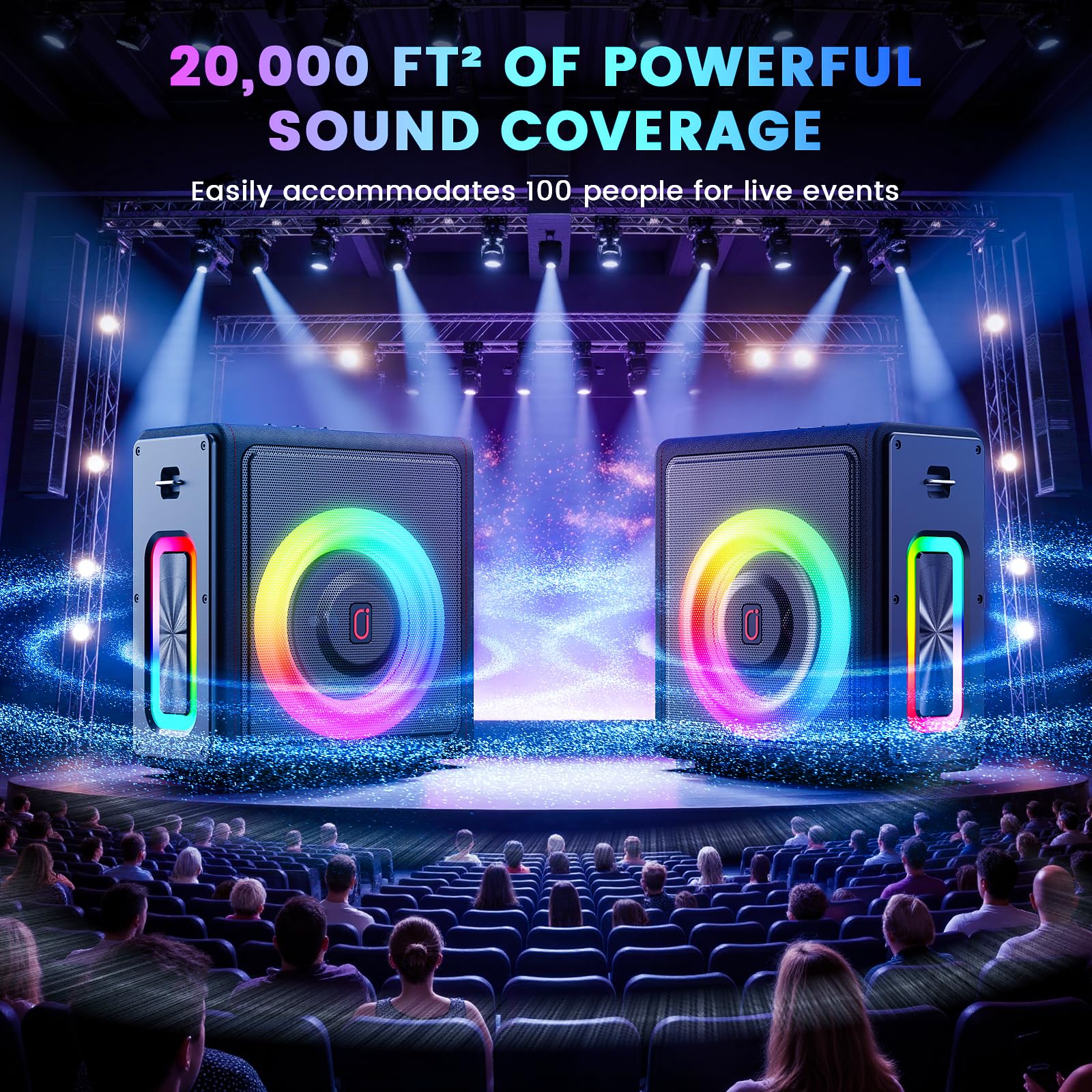PPMIC Karaoke Machine with Bluetooth 5.3 & 2 Microphones