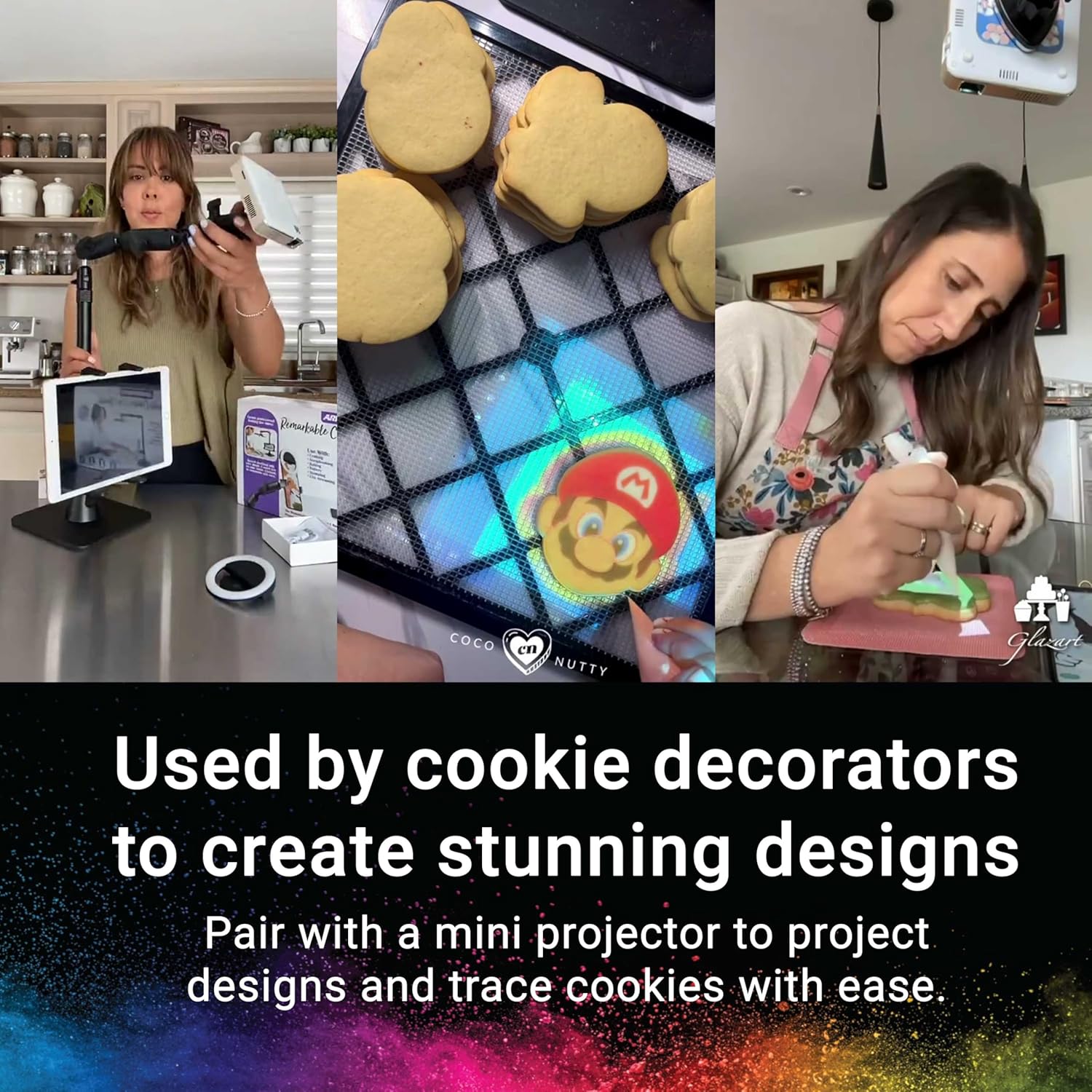ARKON Mounts Remarkable Creator Cookie Decorator, Overhead Phone Mount & Pico Projector Mount for Video Recording, Vlogging, Cooking, Crafting, Drawing