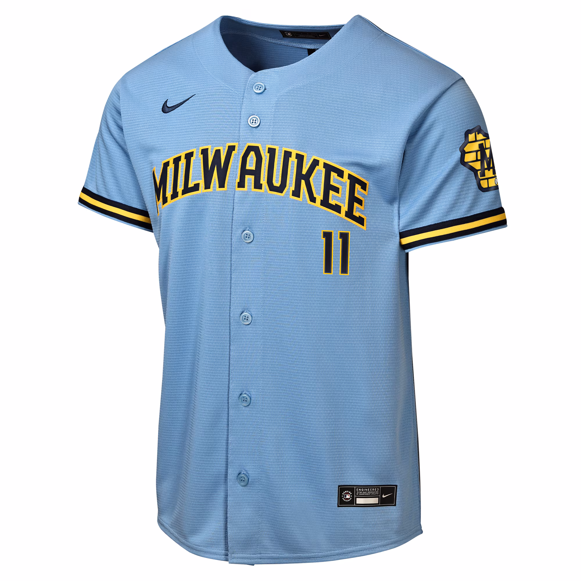Jackson Chourio Milwaukee Brewers Nike Youth Road Stadium Jersey - Powder Blue
