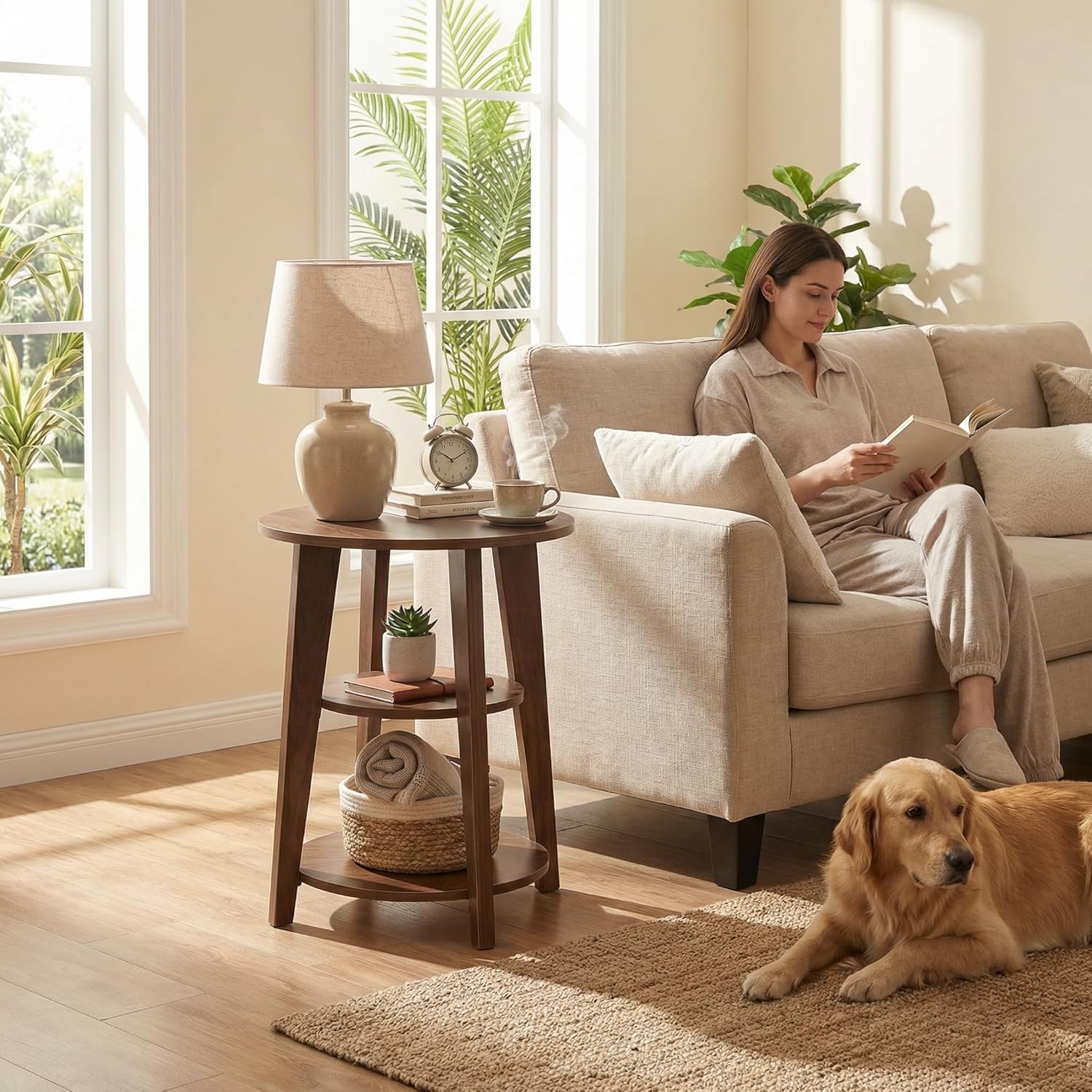 3-Tier Round Side Table - 23.6