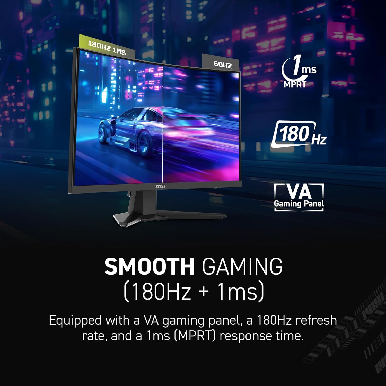 msi MAG 244C 24-inch 1920 x 1080 (FHD) Gaming Monitor, 180Hz, FreeSync, HDMI, DisplayPort, VESA Mountable, Tilt, Height Adjustable, Speaker, 1ms, Black