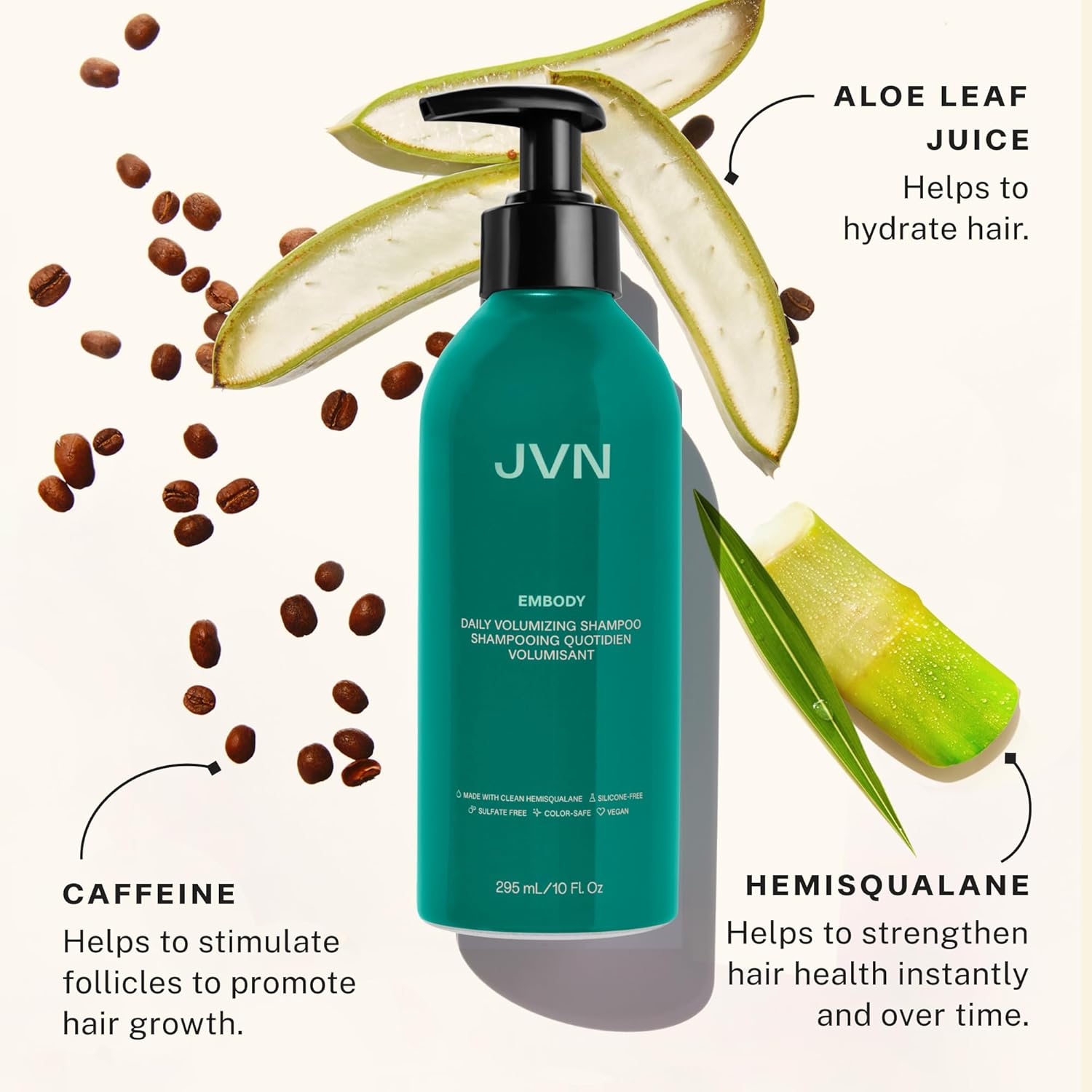 JVN Embody Volumizing Shampoo and Nurture Hydrating Conditioner Duo, 20 fl oz, Increases Body and Fullness, Moisturizing Conditioner for Dry Hair, Silicone and Sulfate-Free, Haircare for Women and Men