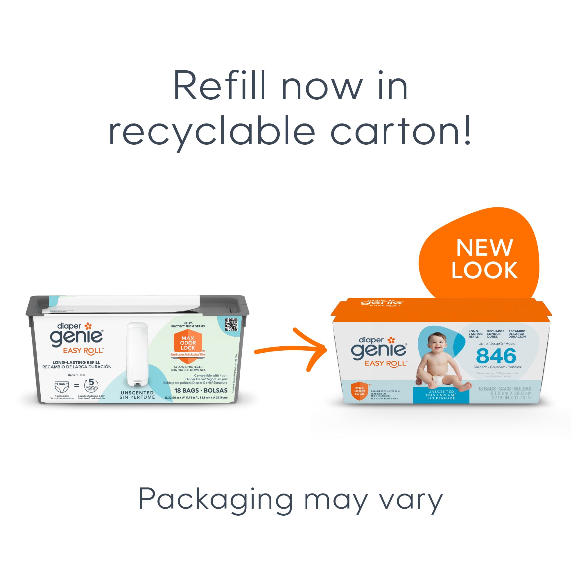 DIAPER GENIE Signature Gift Set | Easy Roll Refill & 48 Bags