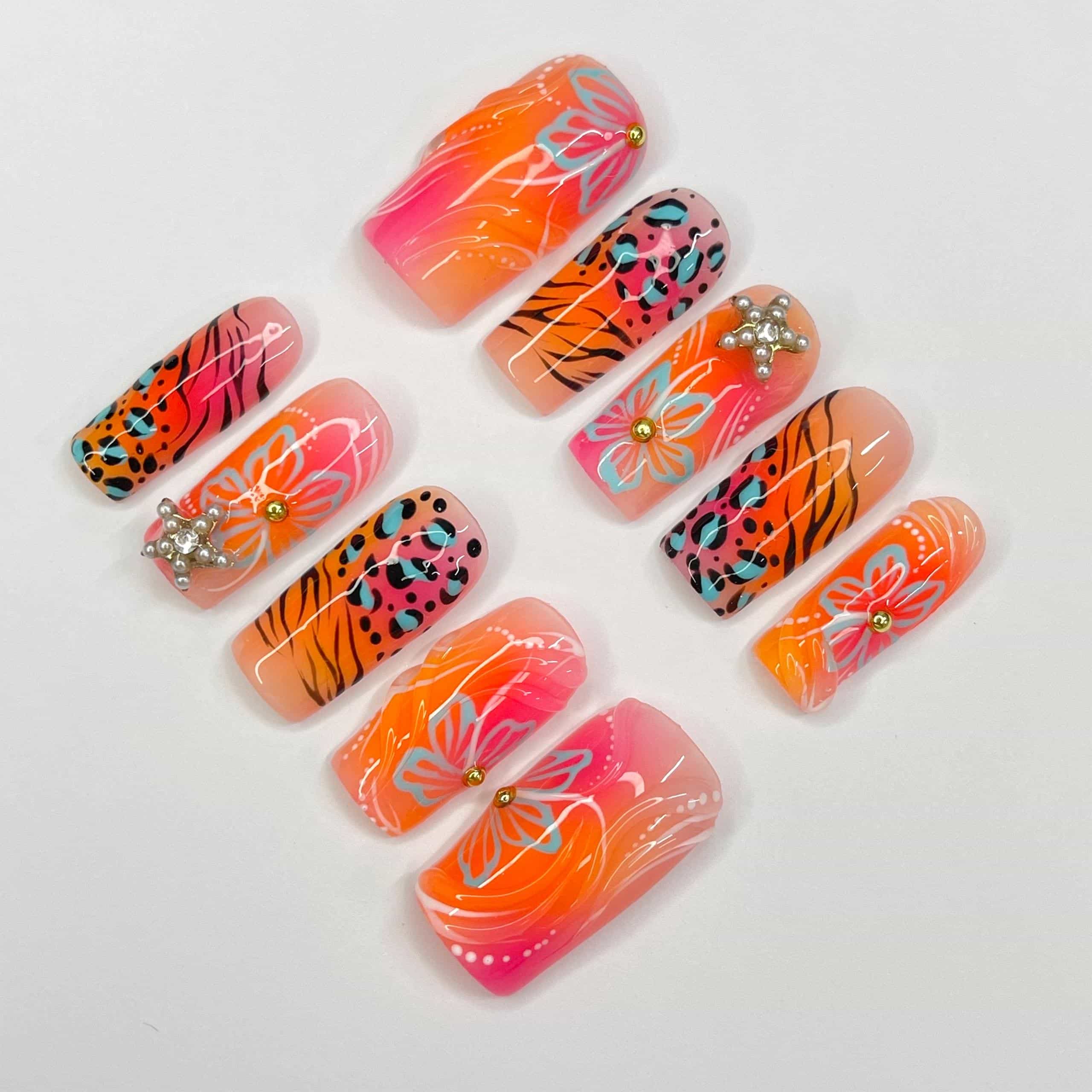 Tropical Tiger Print Press On NailsTropical Tiger Print Press On Nails - SAYEGIRLS