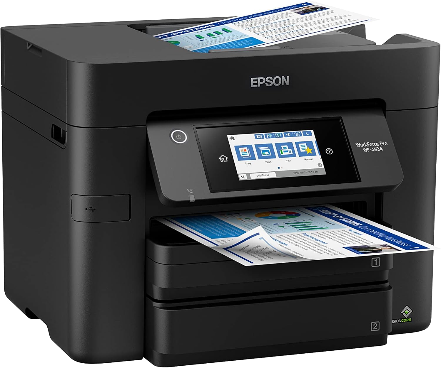 Epson Workforce Pro WF-4834 Wireless All-in-One Printer with Auto 2-Sided Print Copy, Scan and Fax, 50-Page ADF, 500-sheet Paper Capacity, 4.3