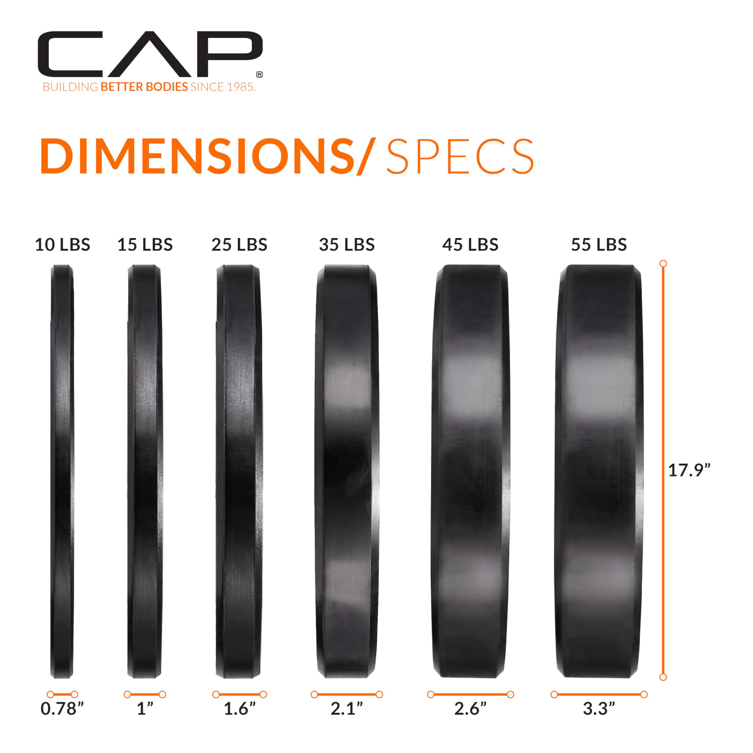 CAP BARBELL CAP 2-Inch Olympic Bumper Plate Set | 100-370 lbs