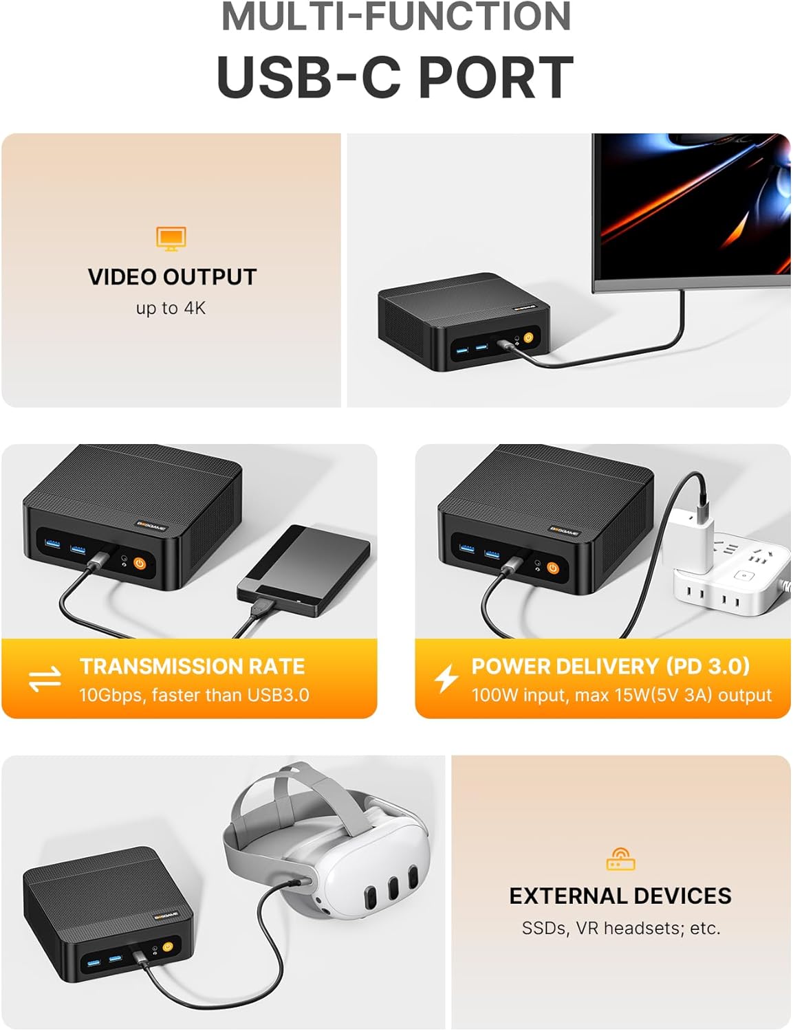 BOSGAME P6 Ryzen 9 6900HX Mini PC, 24GB LPDDR5X 4800MHz 1TB PCIe4.0 NVMe SSD Mini Computers, Dual LAN, AX210 Wi-Fi 6E, BT 5.3, Triple Display 4K, Light Gaming | Home | Office | Business Great Value PC