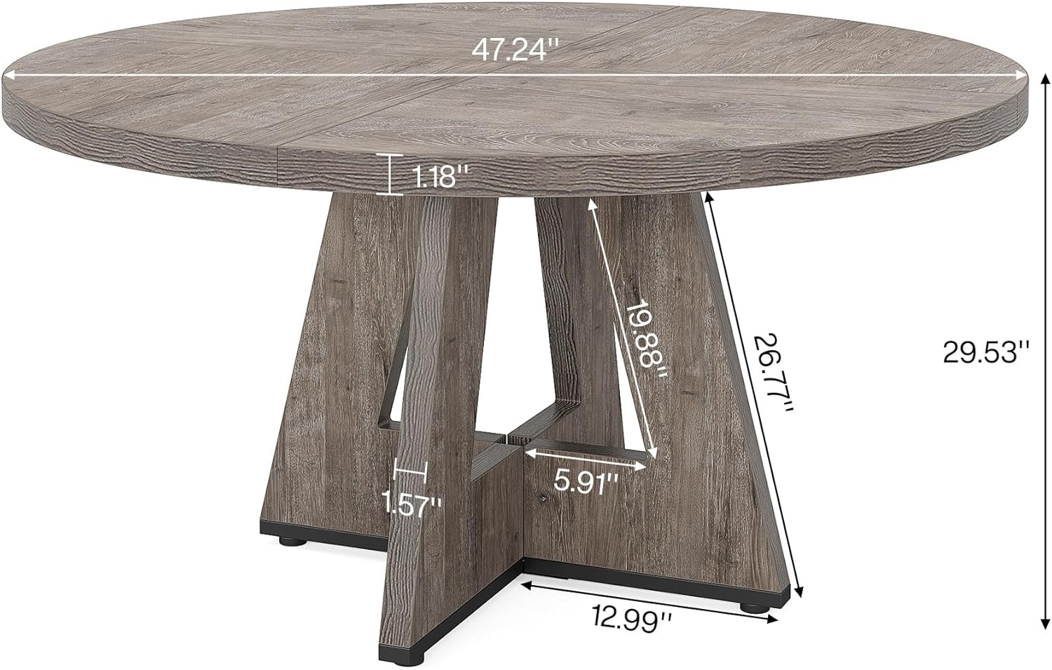 Tribesigns 47 inch Round Dining Table Wood Kitchen Table for Dining Room, 47