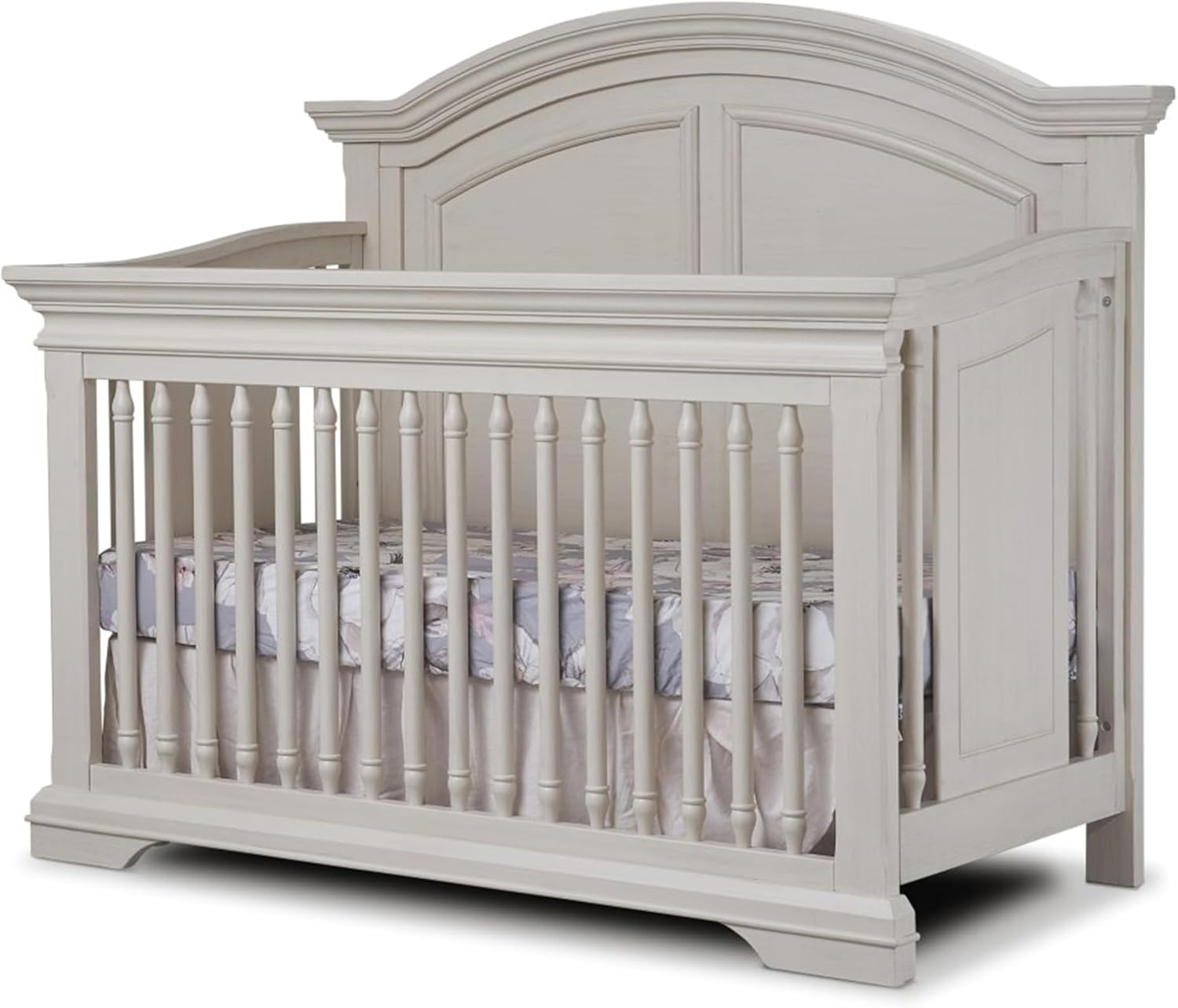 Sorelle Furniture High Arch Portofino Crib, Classic 4-in-1 Convertible Crib, Crib Made of Wood, Wooden Baby Bed, Toddler Bed, Child's Daybed and Full-Size Bed, Nursery Furniture-Brushed Ivory