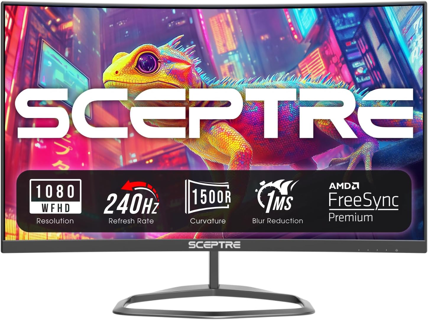 Sceptre Curved 24.5-inch Prime Gaming Monitor up to 240Hz 1080p R1500 1ms DisplayPort x2 HDMI x2 Blue Light Shift Build-in Speakers, Machine Black 2025 (C255B-FWT240 Series)