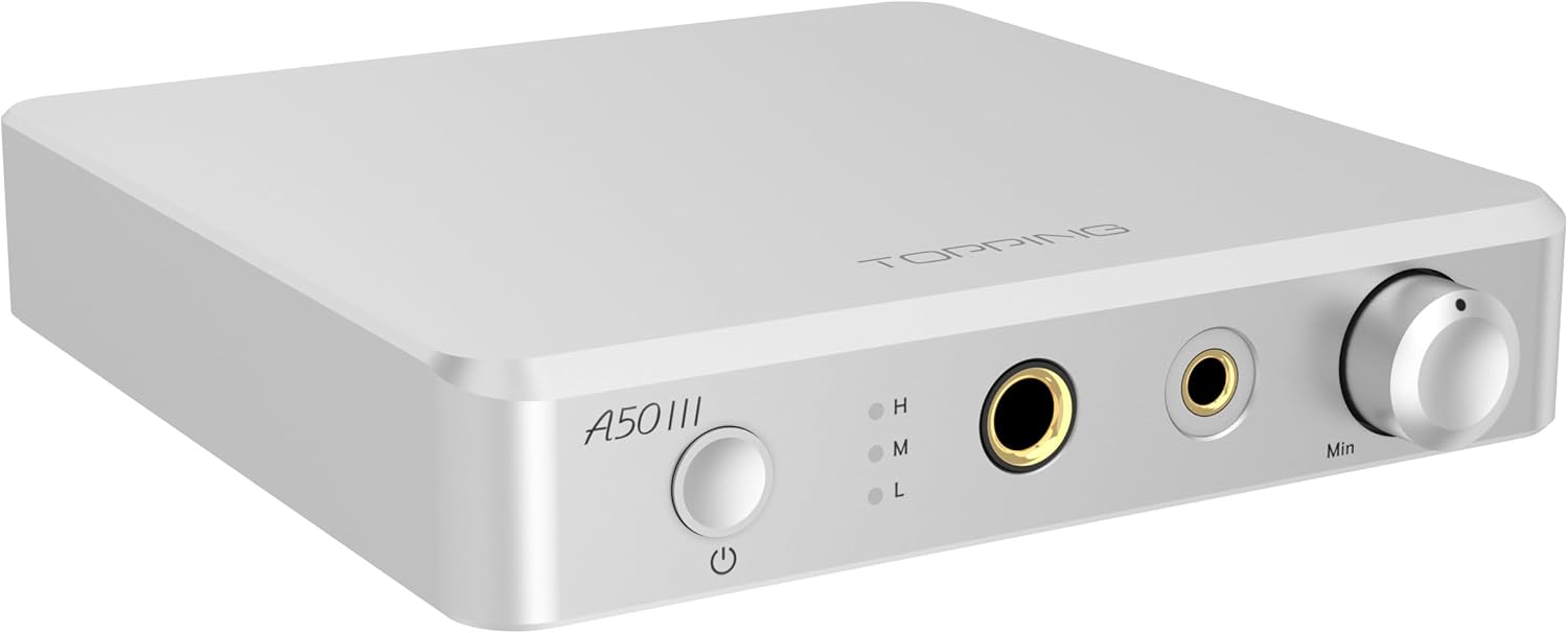 KGUSS Topping A50 III NFCA Headphone amp Pre-Amplifier - SE/BAL Input 6.35mm Single-end 4.4mm Balanced Jack 3500mW x2 Powerful Output (A50III Silver)