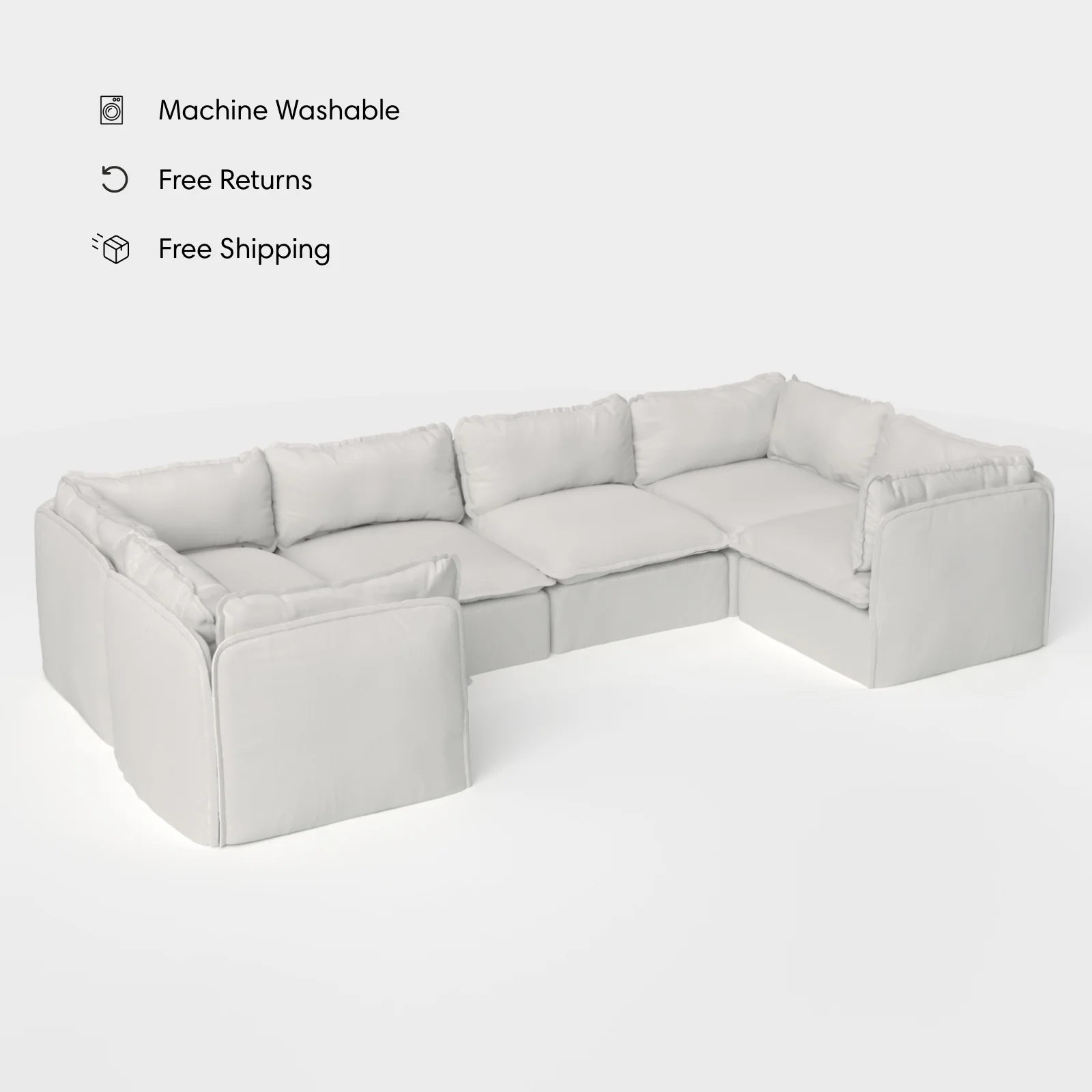 Modular Outdoor Washable 6-Seater U-Sectional | Nano Slubweave in Mist