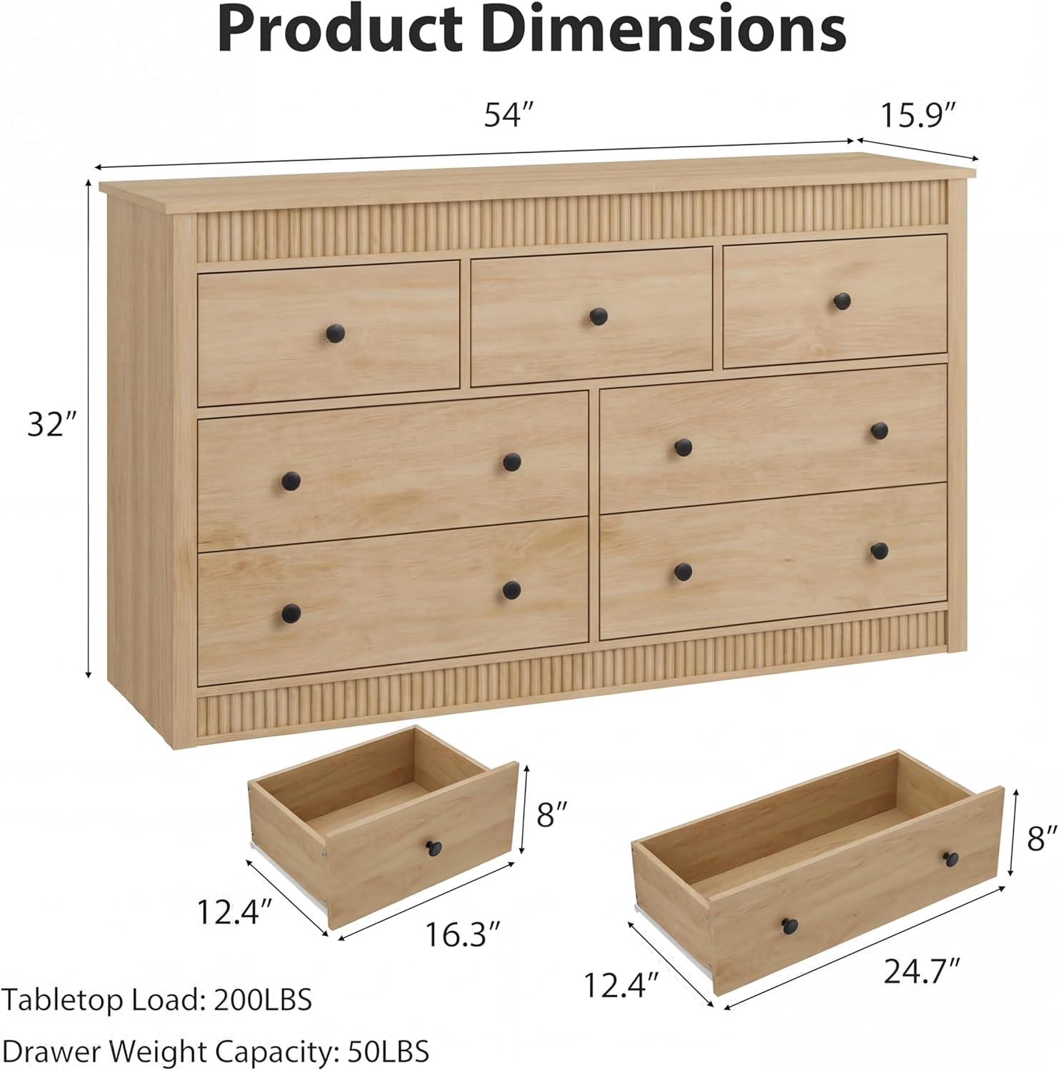 GarveeHome 7 Drawer Dresser for Bedroom, 54