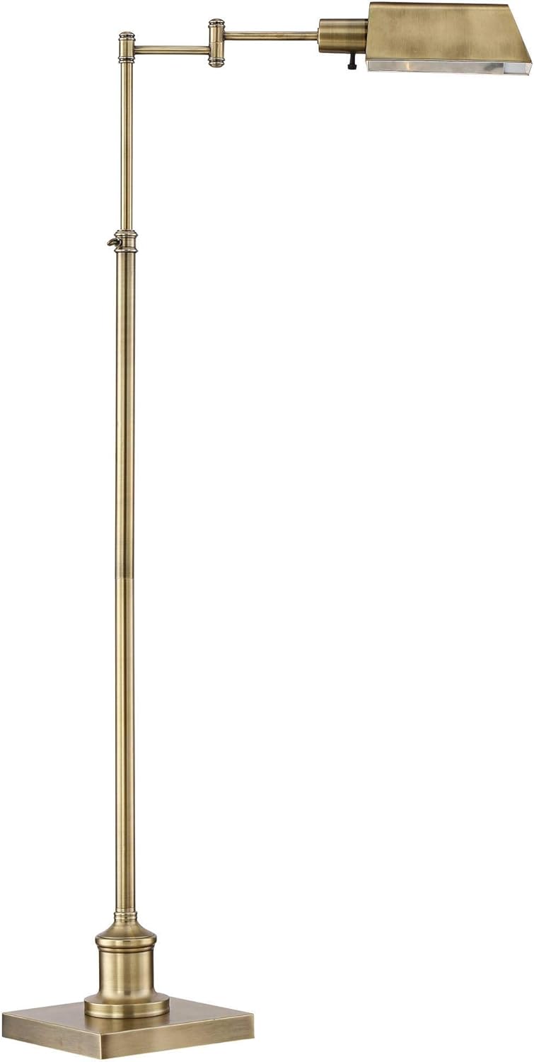 Regency Hill Jenson Traditional Farmhouse Metal Adjustable Pharmacy Floor Lamp Swing Arm 54