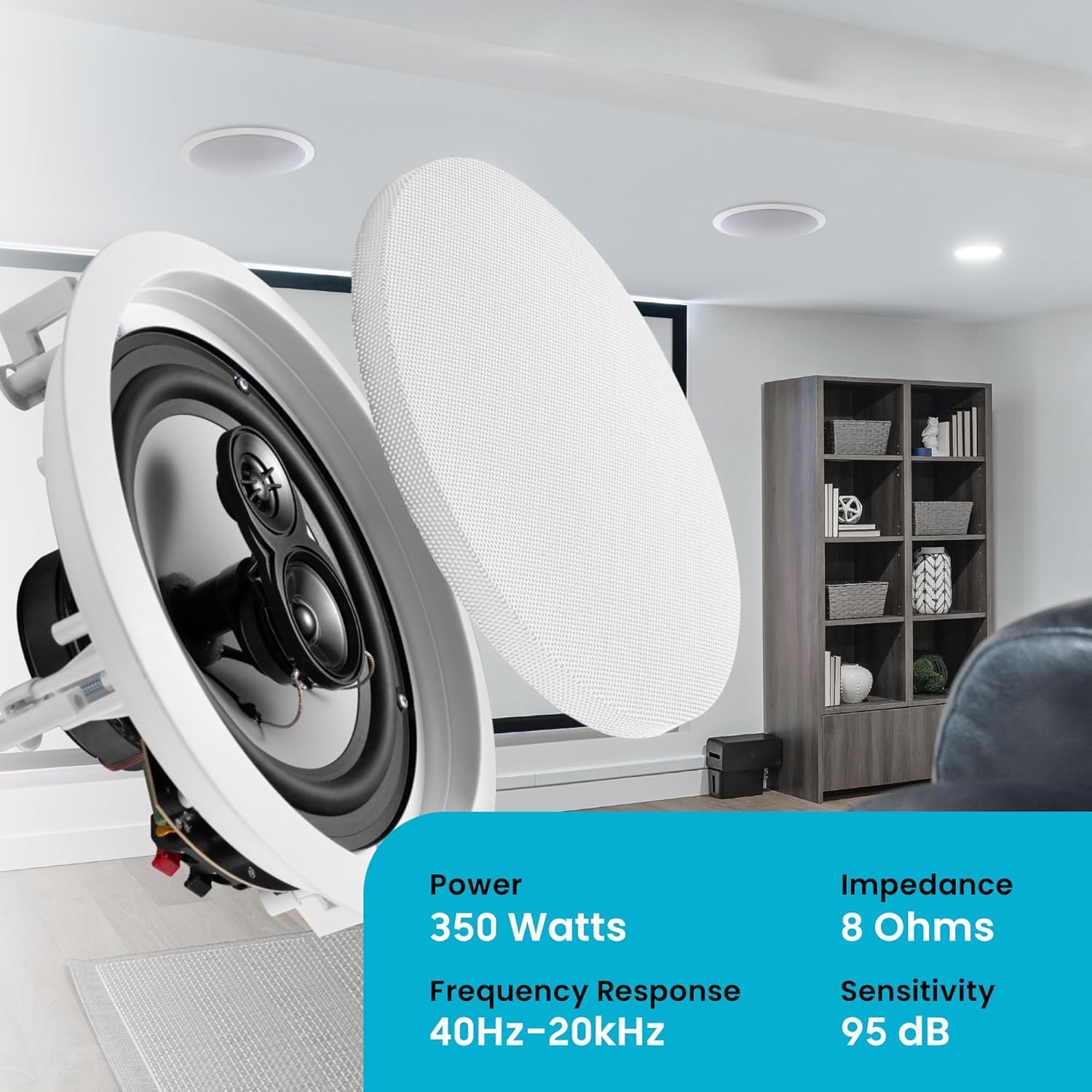 Acoustic Audio by Goldwood CS-IC83 8” 3-Way In Ceiling Home Theater Speaker System (White, 5 Speakers)