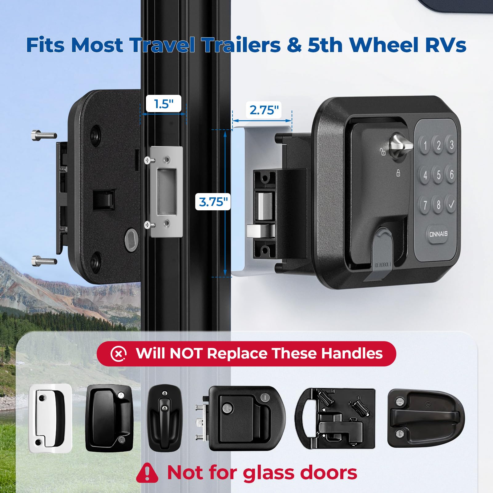 ONNAIS Full Metal RV Keyless Entry Door Lock with Remote