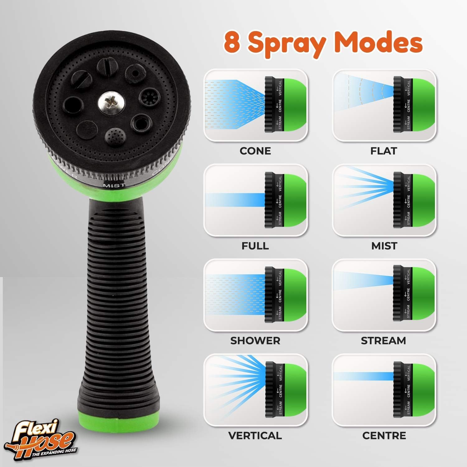 FLEXI HOSE Expandable Garden Hose 100FT with 8 Function Nozzle