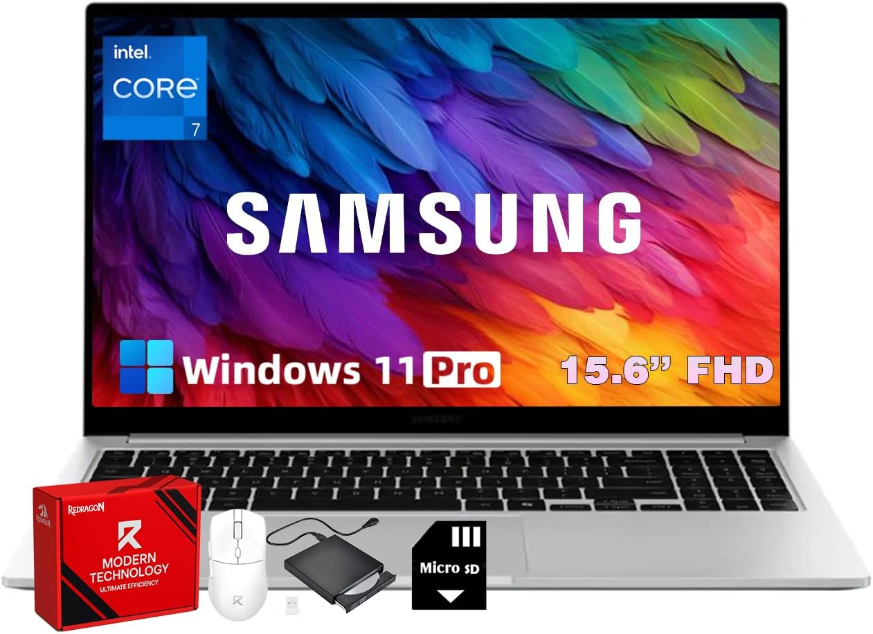 Samsung 15.6 Laptop Computer, Intel 10-Core 7 150U, Win11 Pro, Free Office 365 for The Web, 16GB RAM, 512GB SSD, 256GB SD Card, Backlit KB, 15.6