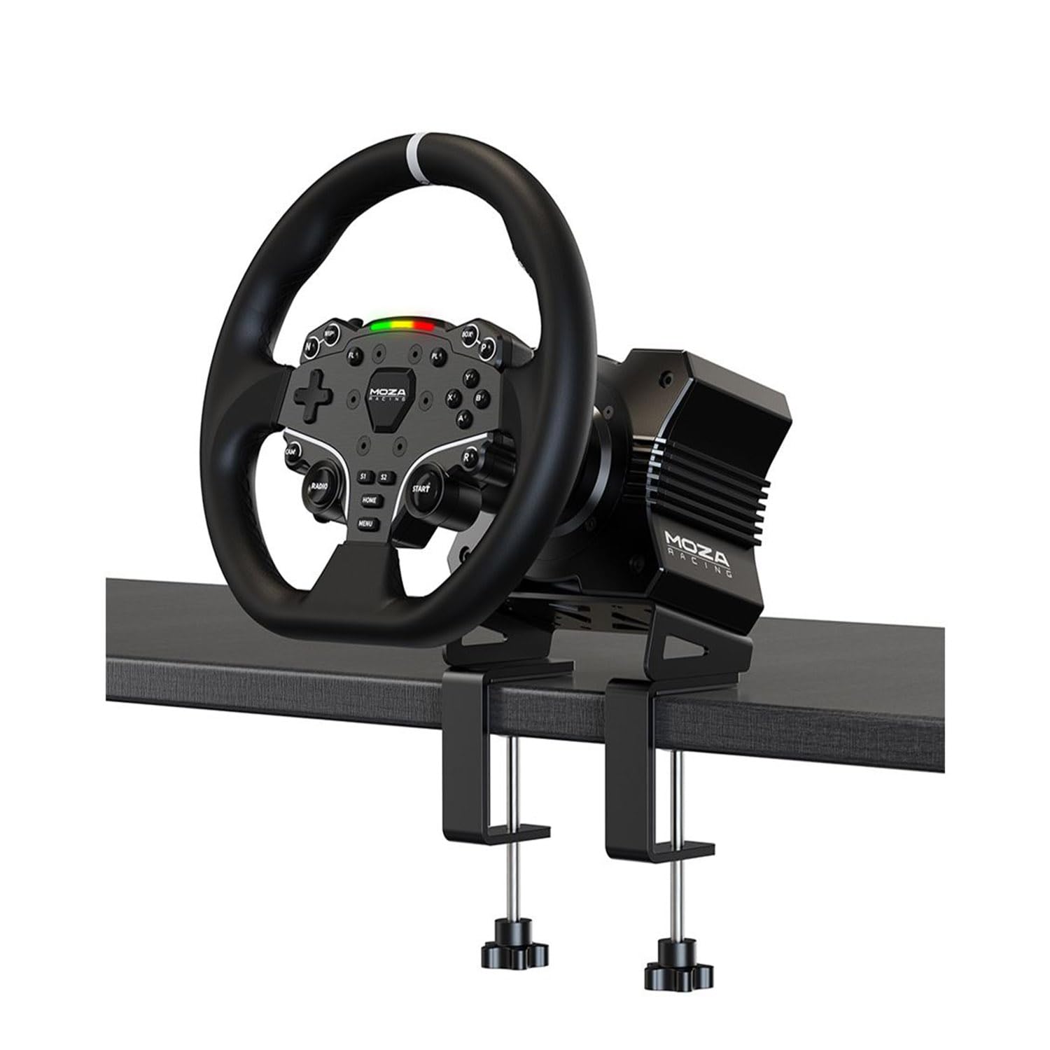 MOZA R5 All-in-One PC Gaming Racing Simulator: 5.5Nm Direct Drive Wheel Base, 11-inch Racing Wheel, Anti-Slip Pedals and a Desk Clamp, Cloud-based App Control