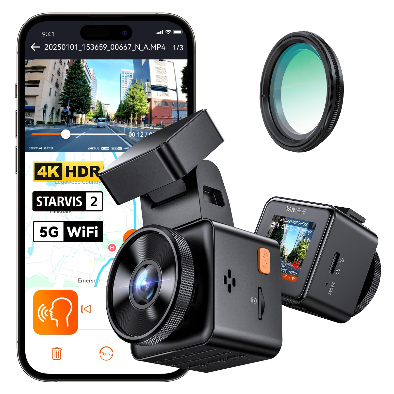 VANTRUE E1 Pro 4K Mini Dash Cam with GPS & Night Vision