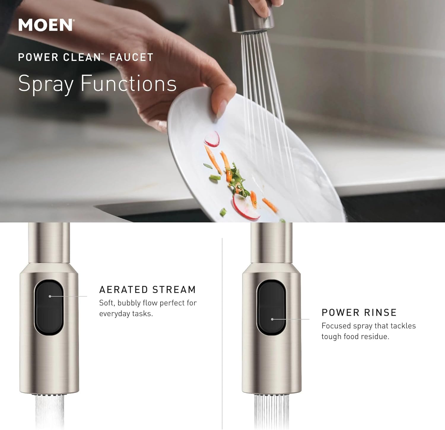 Moen Inara Spot Resist Stainless MotionSense Wave One-Handle Touchless Kitchen Faucet with Pulldown Sprayer and Power Clean, 87463EWSRS